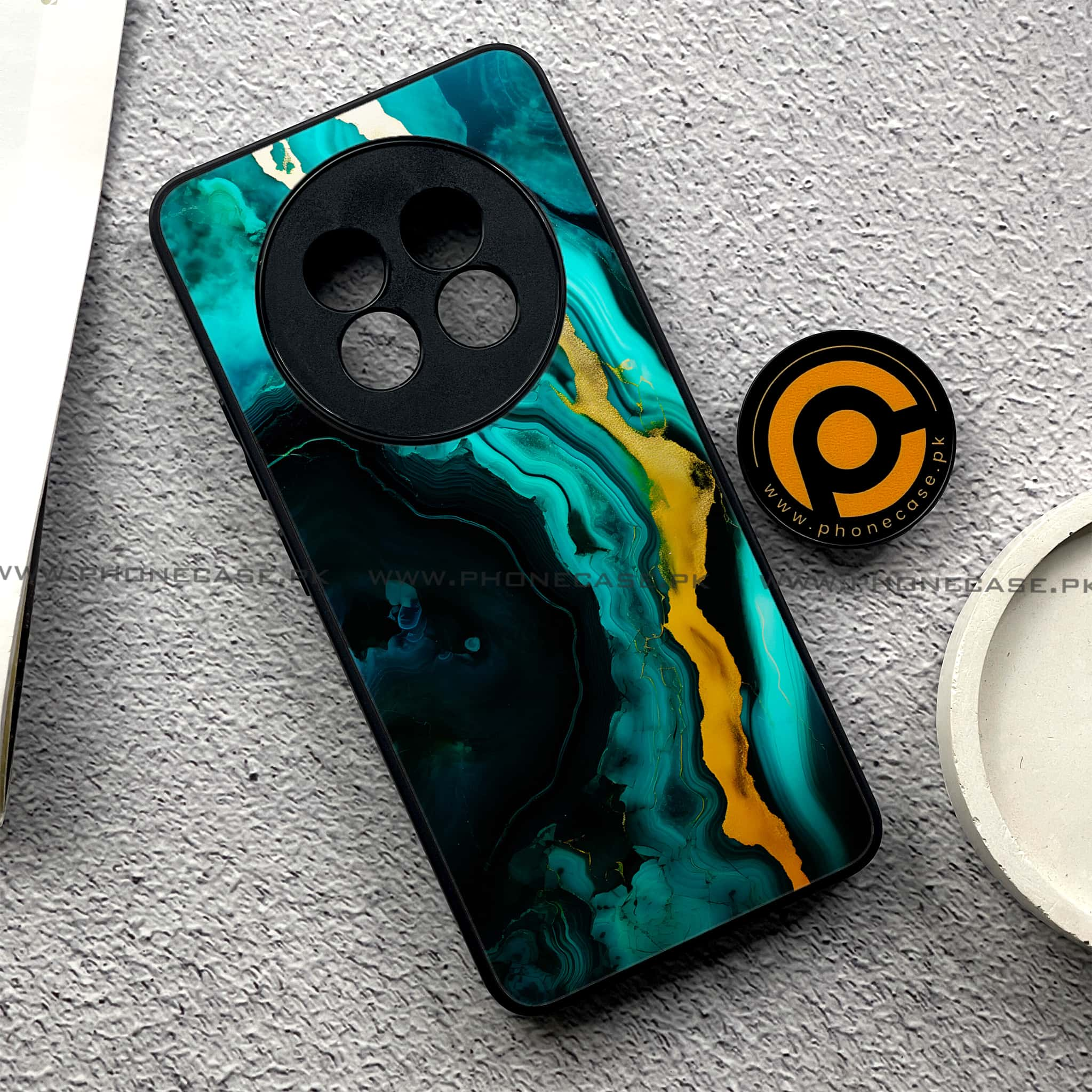 Realme 13 Plus - Liquid Marble 2.0 Series - Premium Printed Glass soft Bumper shock Proof Case