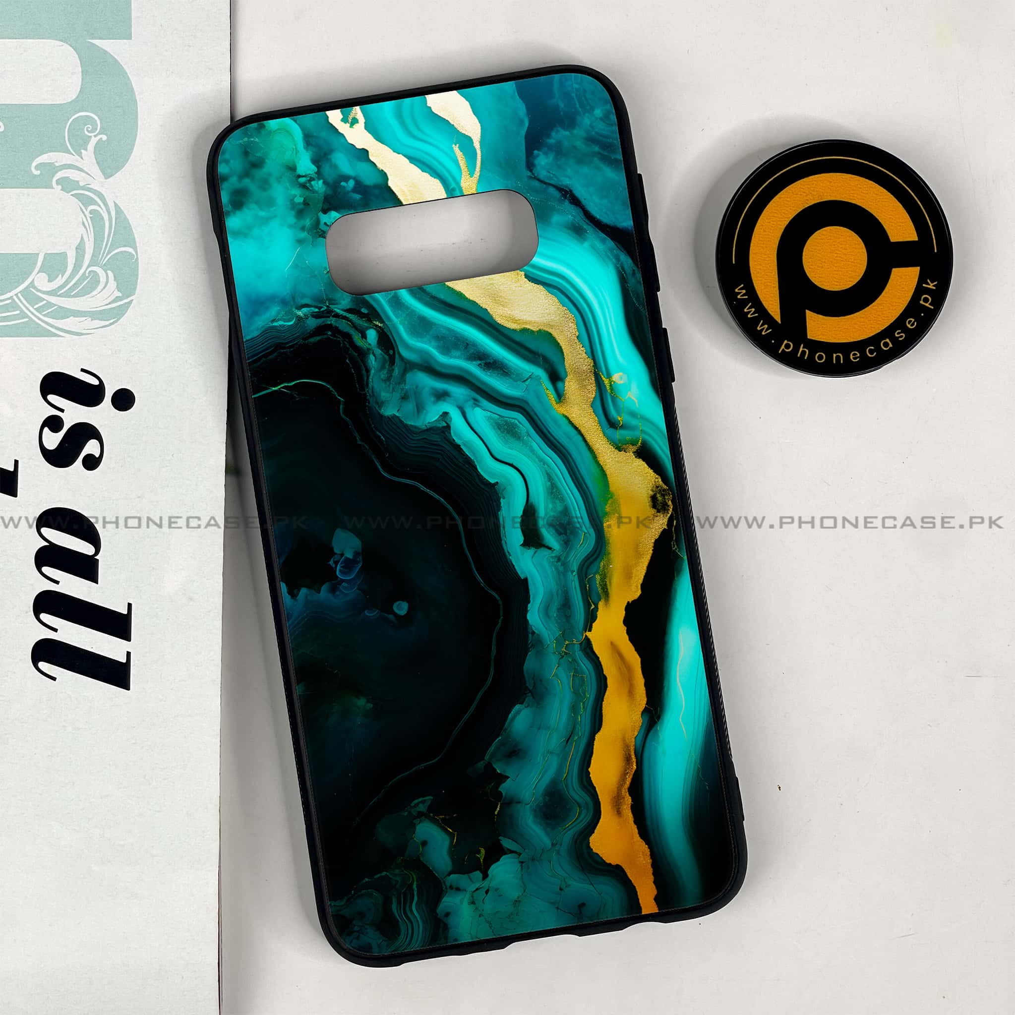 Galaxy S10e - Liquid Marble 2.0 Series - Premium Printed Glass soft Bumper shock Proof Case