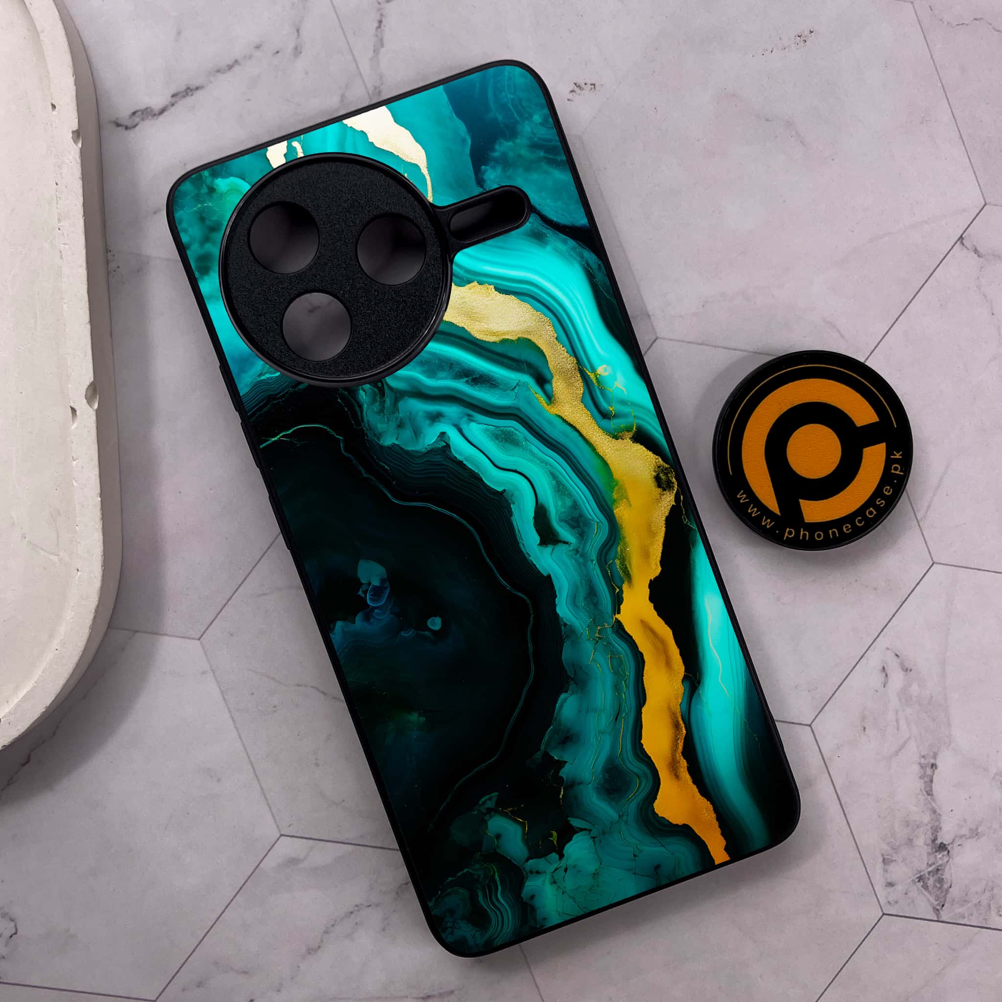 Xiaomi Poco F7 Pro 5G - Liquid Marble 2.0 Series - Premium Metal Printed soft Bumper shock Proof Case