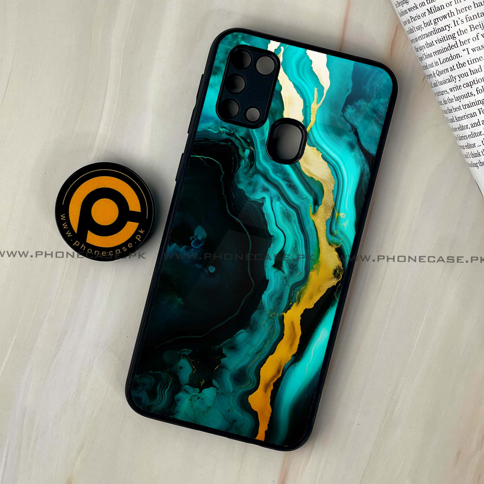 Galaxy M31 - Liquid Marble 2.0 Series - Premium Printed Glass soft Bumper shock Proof Case