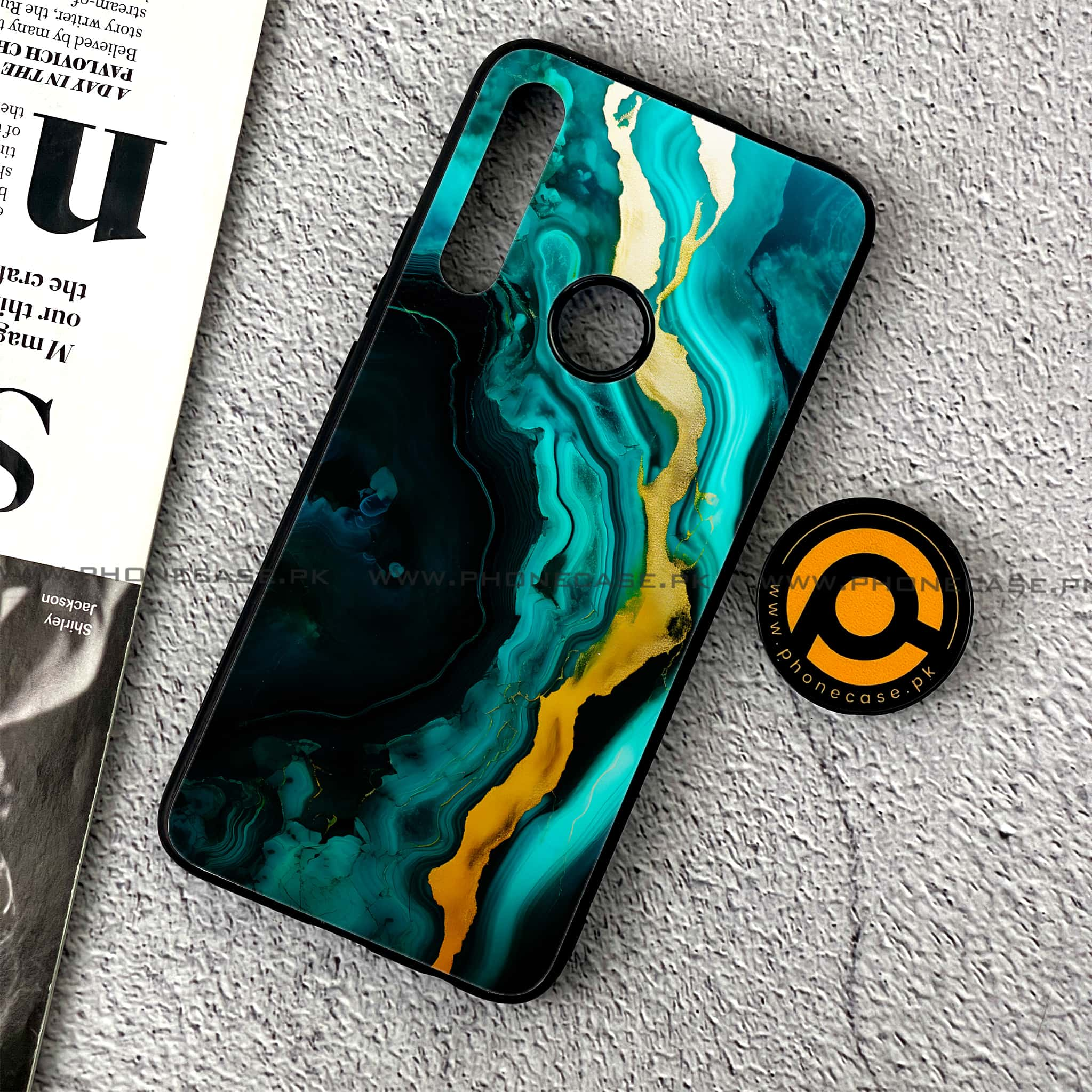 Huawei Y9 Prime (2019) - Liquid Marble 2.0 Series - Premium Printed Glass soft Bumper shock Proof Case