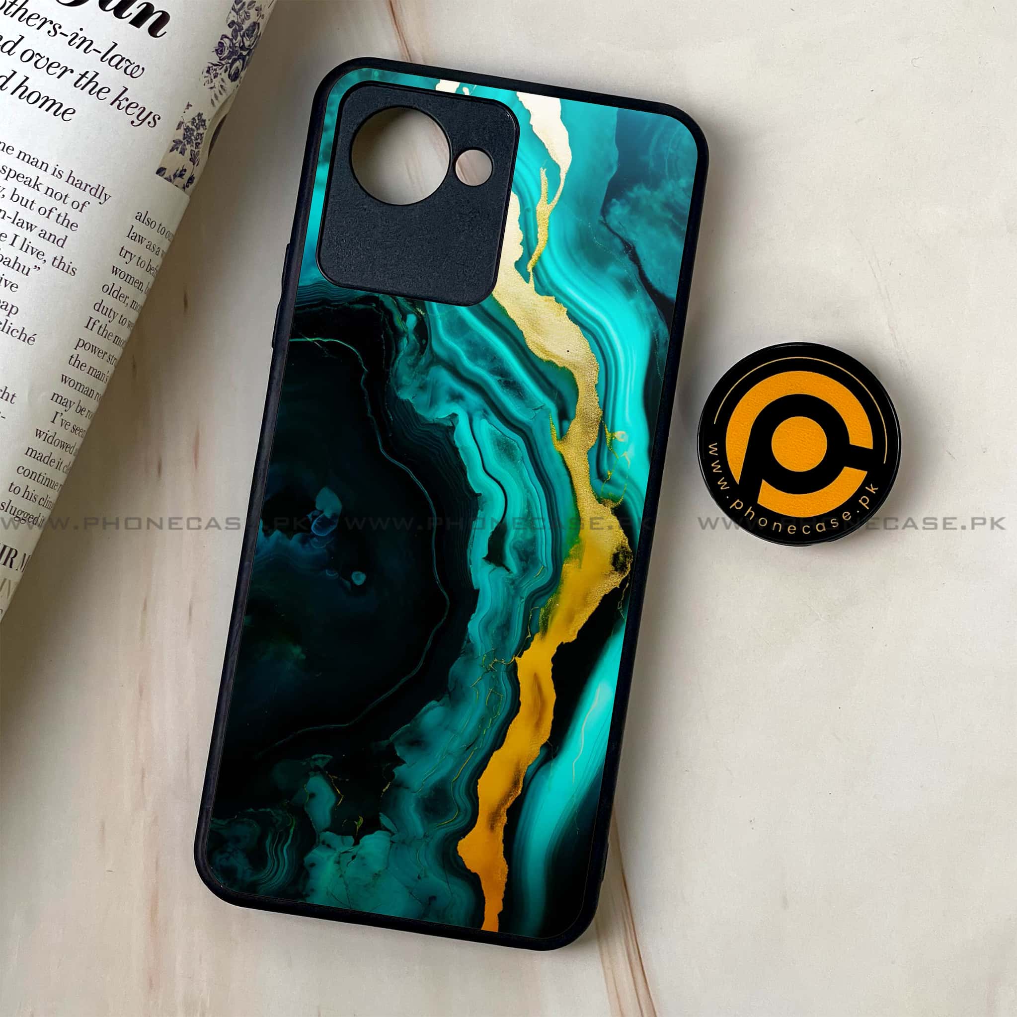 Realme C30 - Liquid Marble 2.0 Series - Premium Printed Glass soft Bumper shock Proof Case