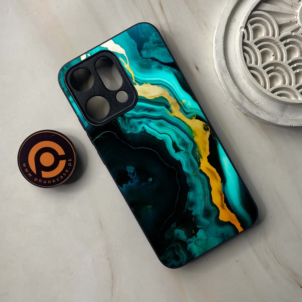 Oppo Reno 14 5G - Liquid Marble 2.0 Series - Premium Metal Printed soft Bumper shock Proof Case