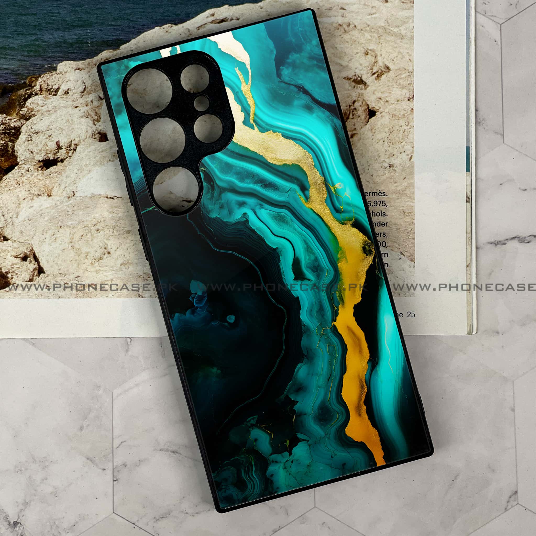 Samsung Galaxy S24 Ultra - Liquid Marble 2.0 Series - Premium Metal Printed soft Bumper shock Proof Case
