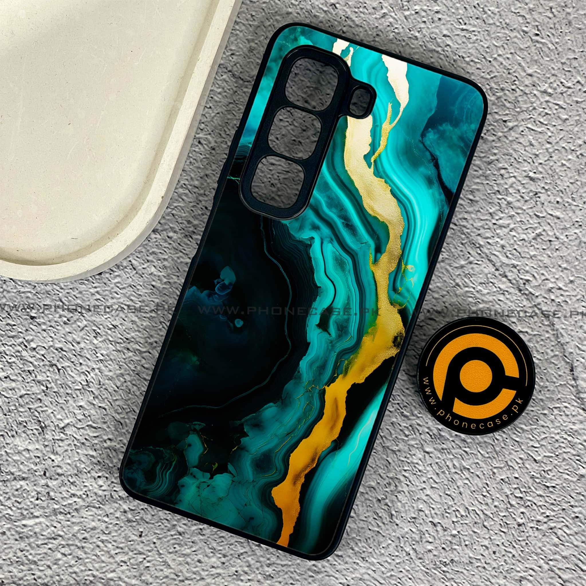 Infinix Hot 50 Pro - Liquid Marble 2.0 Series - Premium Printed Glass soft Bumper shock Proof Case