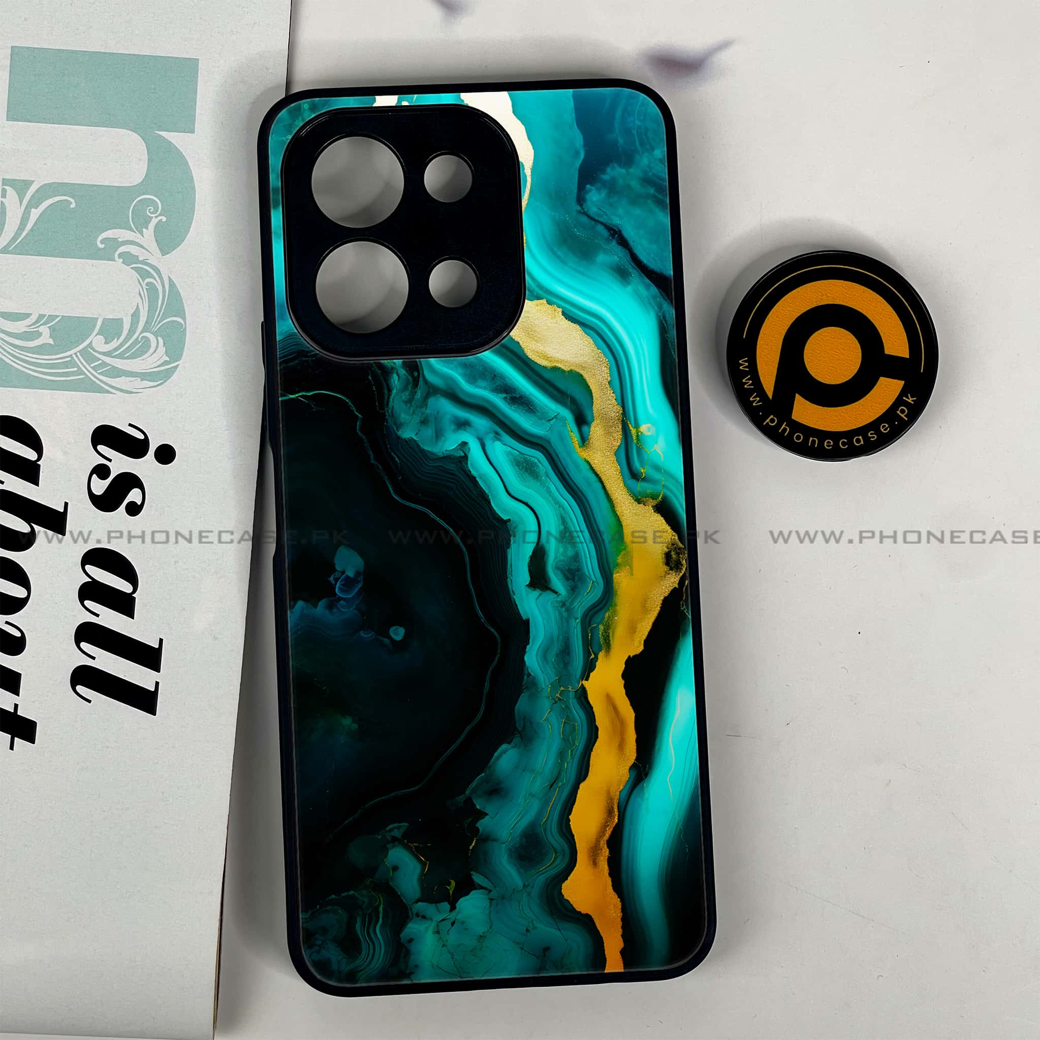 Vivo Y28 - Liquid Marble 2.0 Series - Premium Printed Glass soft Bumper shock Proof Case