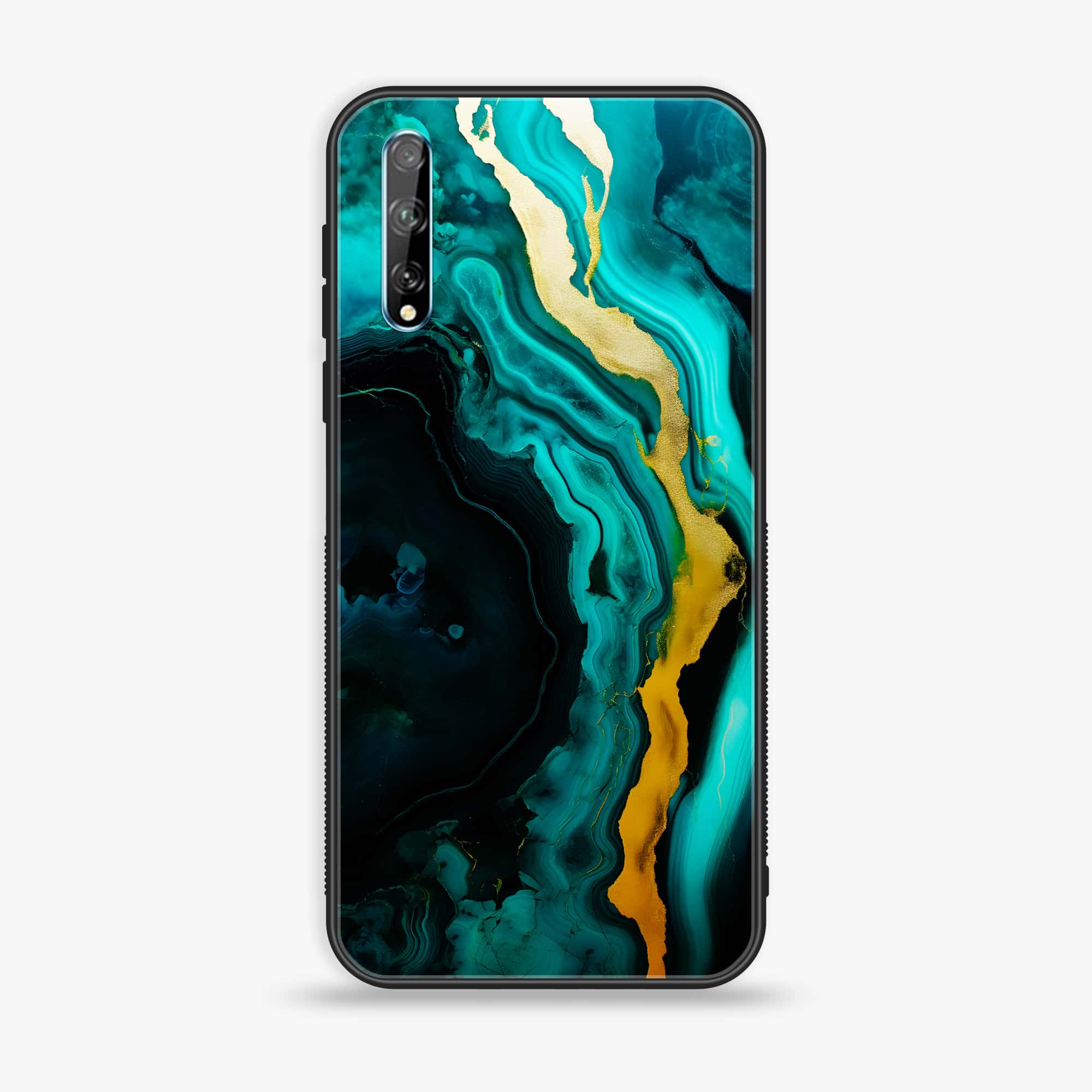 Huawei Y8p - Liquid Marble 2.0 Series - Premium Printed Glass soft Bumper shock Proof Case