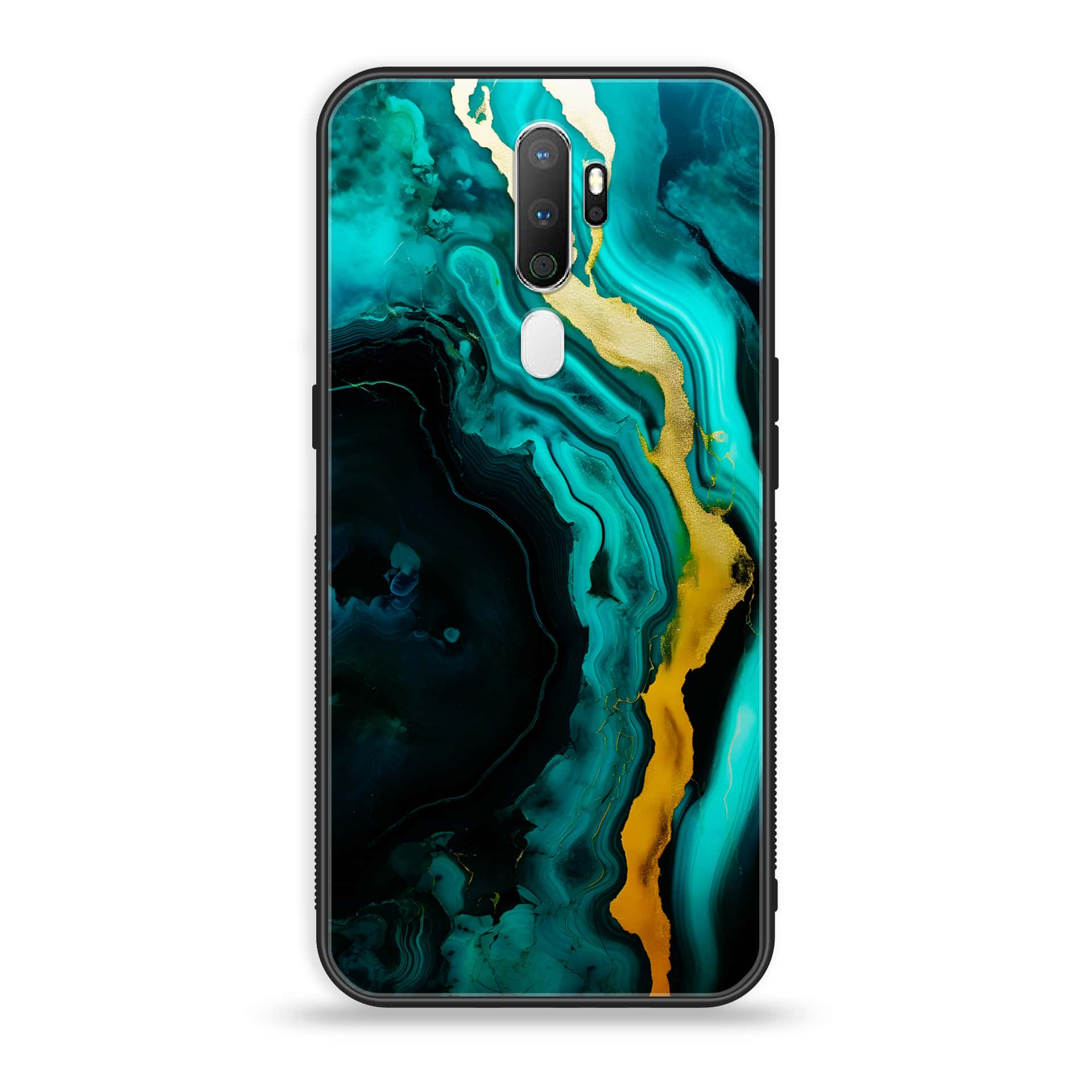 Oppo A5 2020 - Liquid Marble 2.0 Series - Premium Printed Glass soft Bumper shock Proof Case