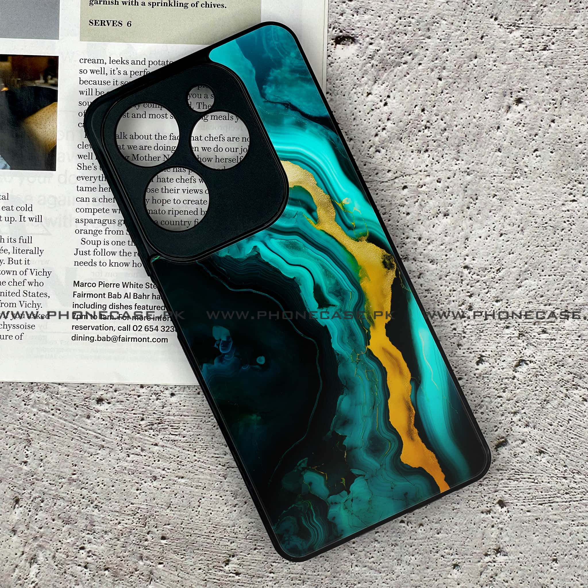 Infinix Hot 40 Pro - Liquid Marble 2.0 Series - Premium Printed Glass soft Bumper shock Proof Case