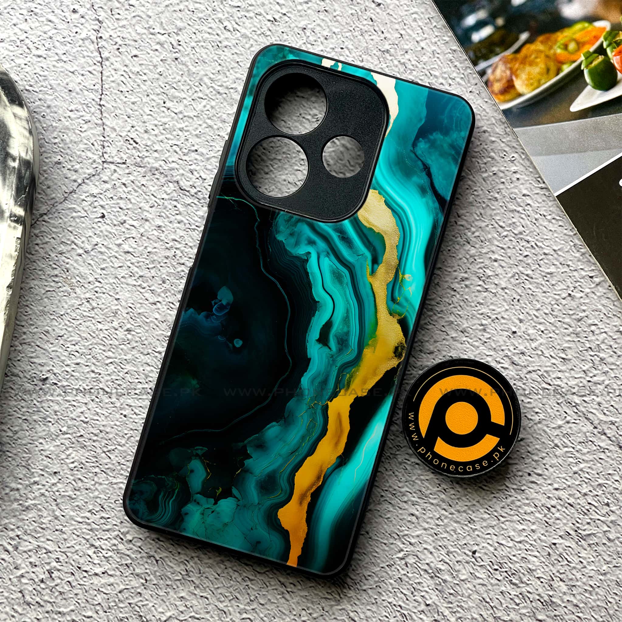 Oppo A5 Pro - Liquid Marble 2.0 Series - Premium Metal Printed soft Bumper shock Proof Case