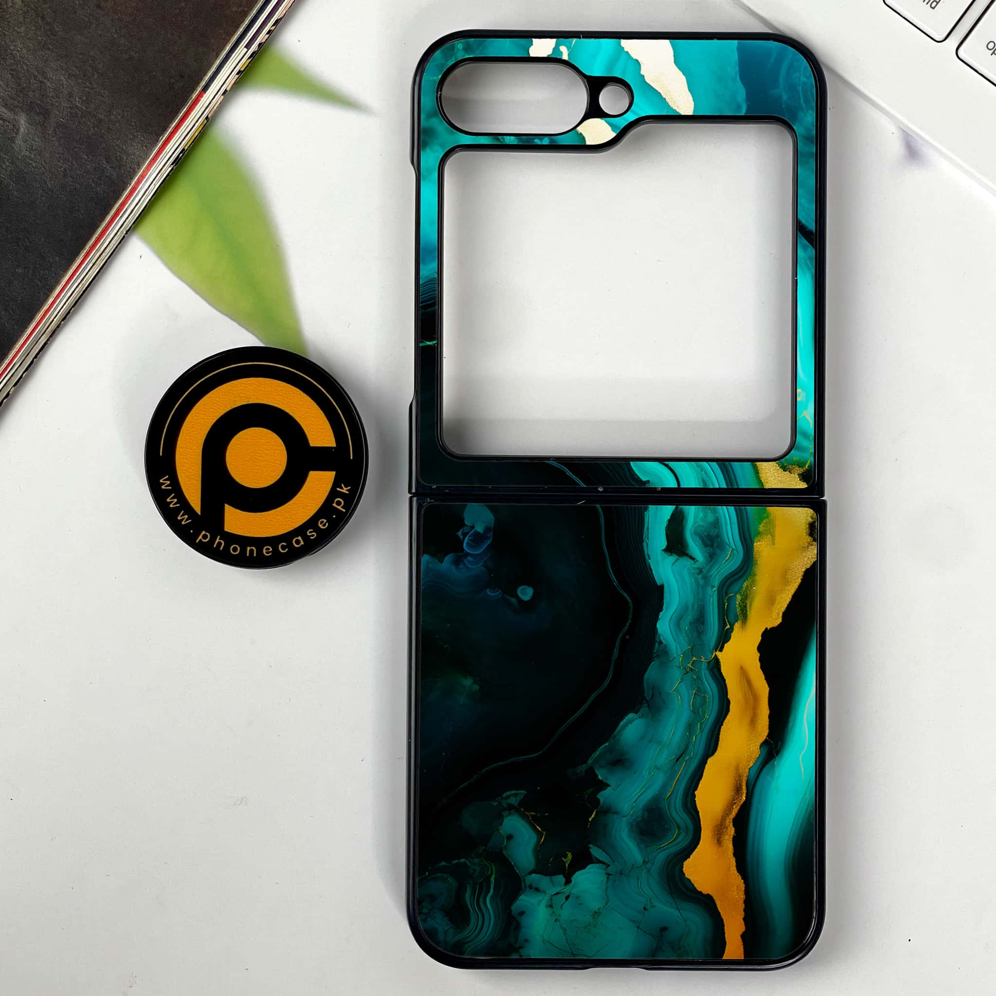 Galaxy Z Flip 6 - Liquid Marble 2.0 Series - Premium Printed Glass soft Bumper shock Proof Case