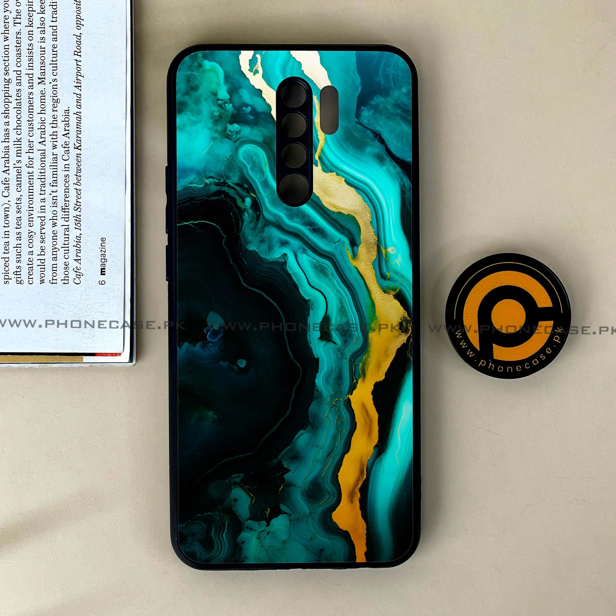 Xiaomi Redmi 9 - Liquid Marble 2.0 Series - Premium Printed Glass soft Bumper shock Proof Case