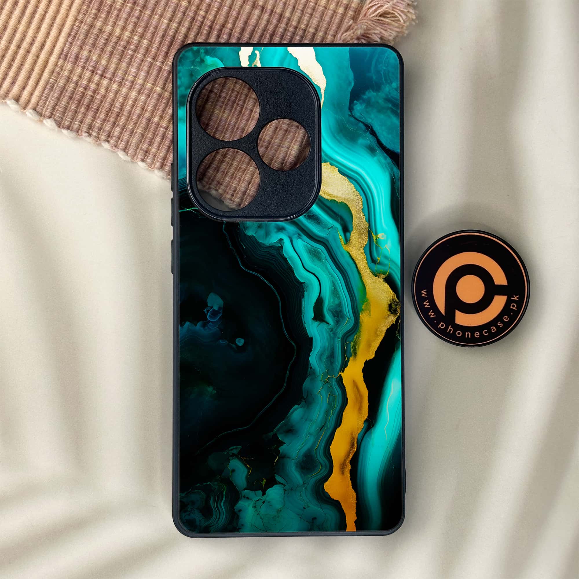 Realme GT 6 - Liquid Marble 2.0 Series - Premium Metal Printed soft Bumper shock Proof Case