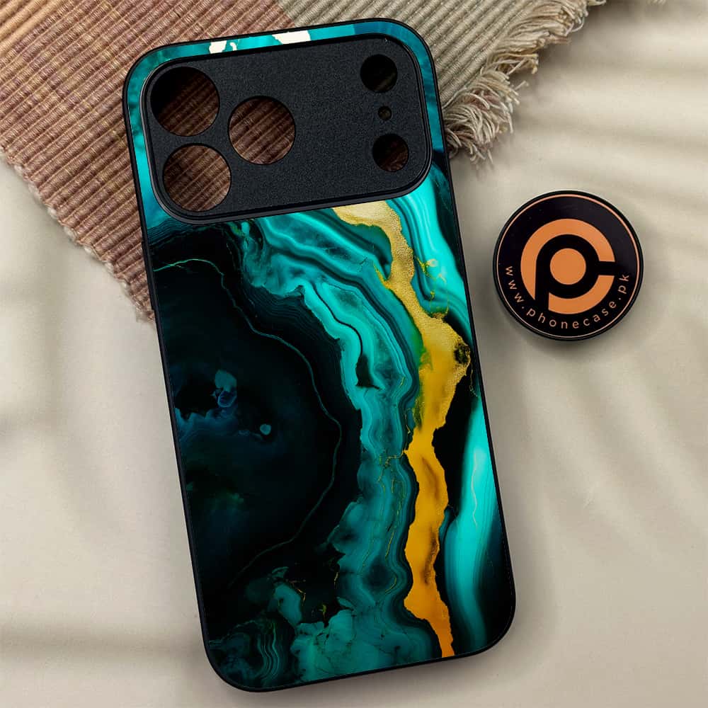 iPhone 17 Pro Max - Liquid Marble 2.0 Series - Premium Metal Printed soft Bumper shock Proof Case