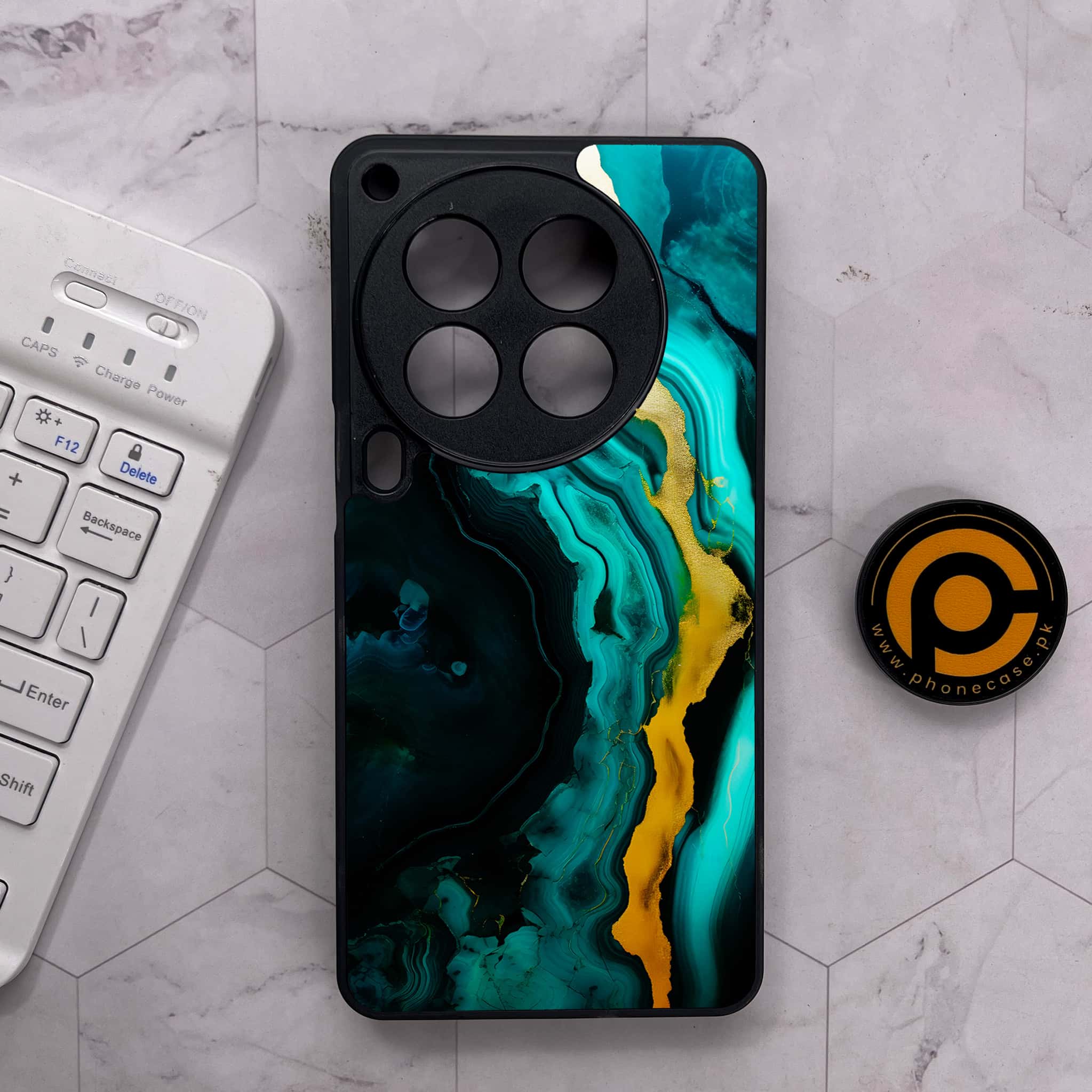 Tecno Camon 30 Premier - Liquid Marble 2.0 Series - Premium Metal Printed soft Bumper shock Proof Case