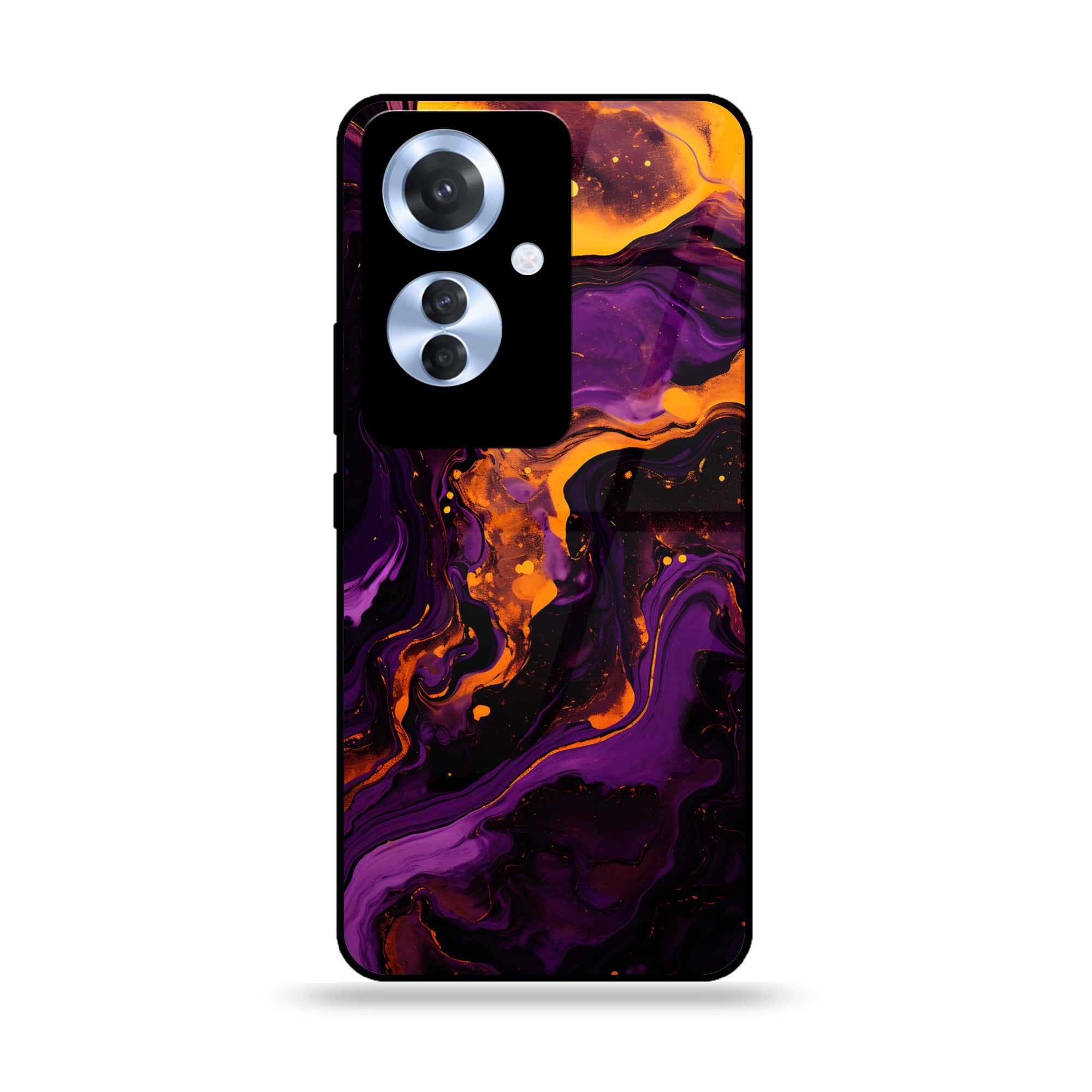 Oppo Reno 11F - Liquid Marble 2.0 Series - Premium Printed Glass soft Bumper shock Proof Case