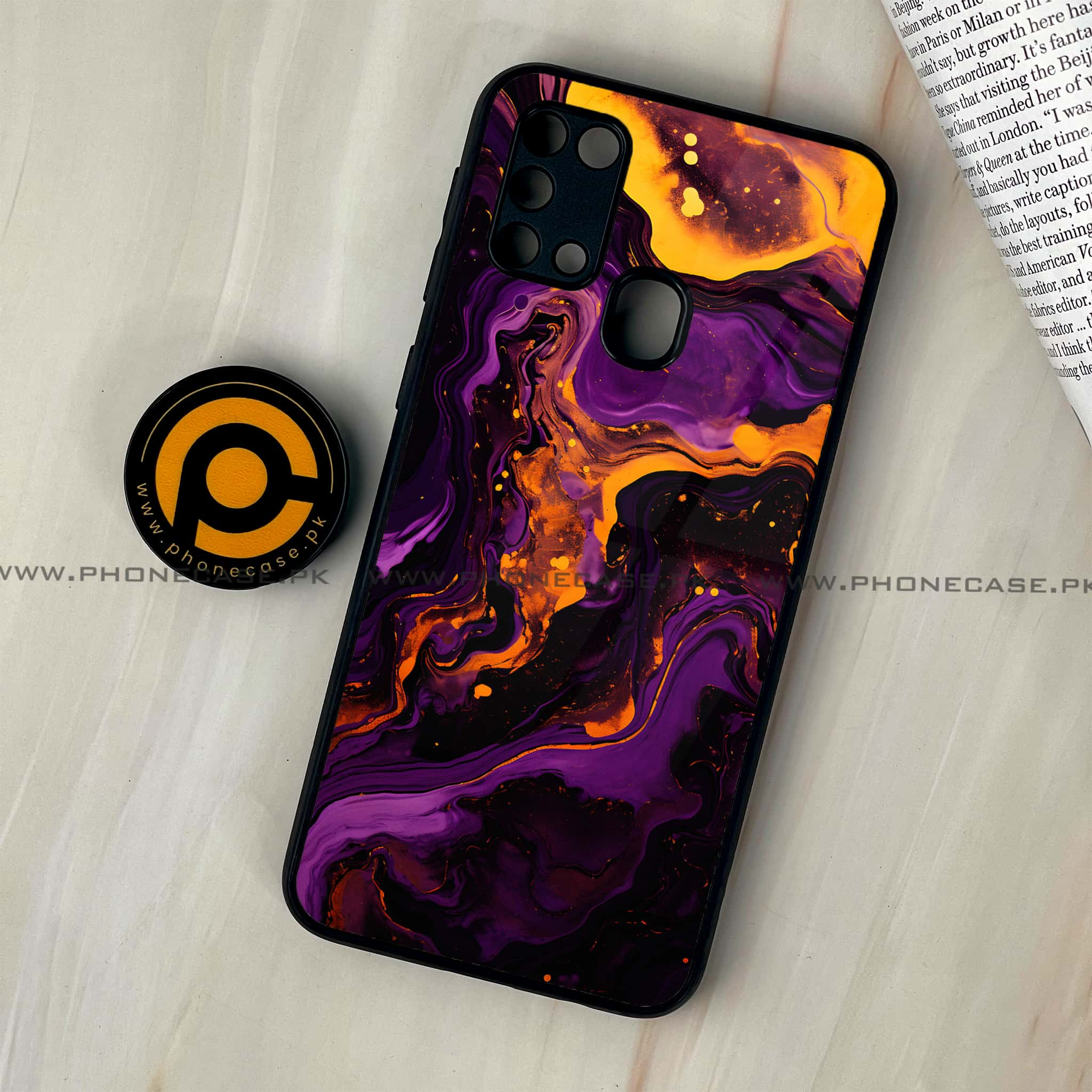 Galaxy M31 - Liquid Marble 2.0 Series - Premium Printed Glass soft Bumper shock Proof Case