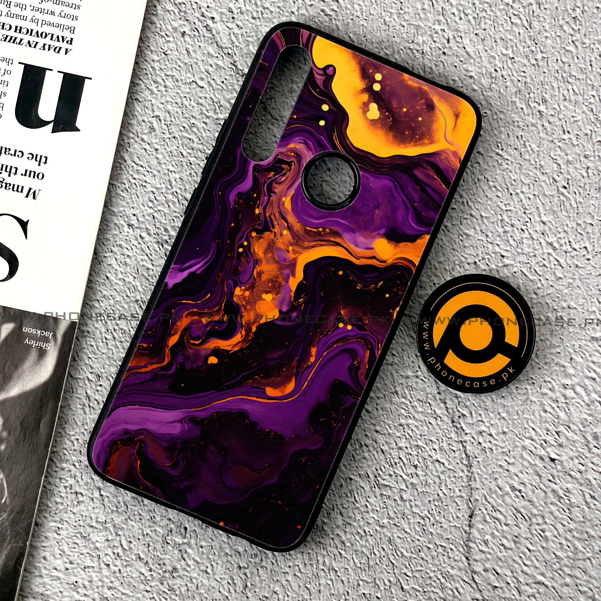 Huawei Y9 Prime (2019) - Liquid Marble 2.0 Series - Premium Printed Glass soft Bumper shock Proof Case