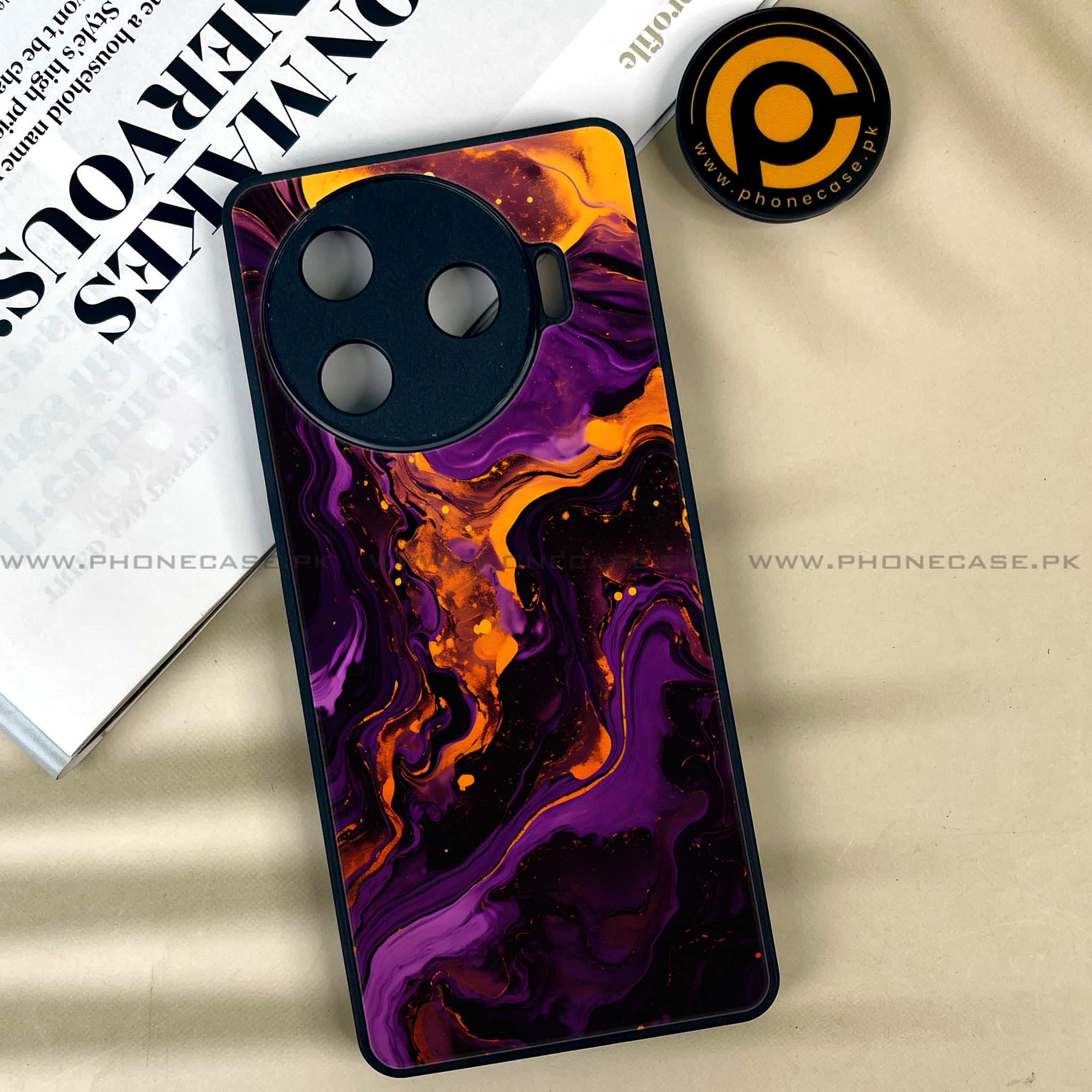 Tecno Camon 30 Pro - Liquid Marble 2.0 Series - Premium Printed Glass soft Bumper shock Proof Case