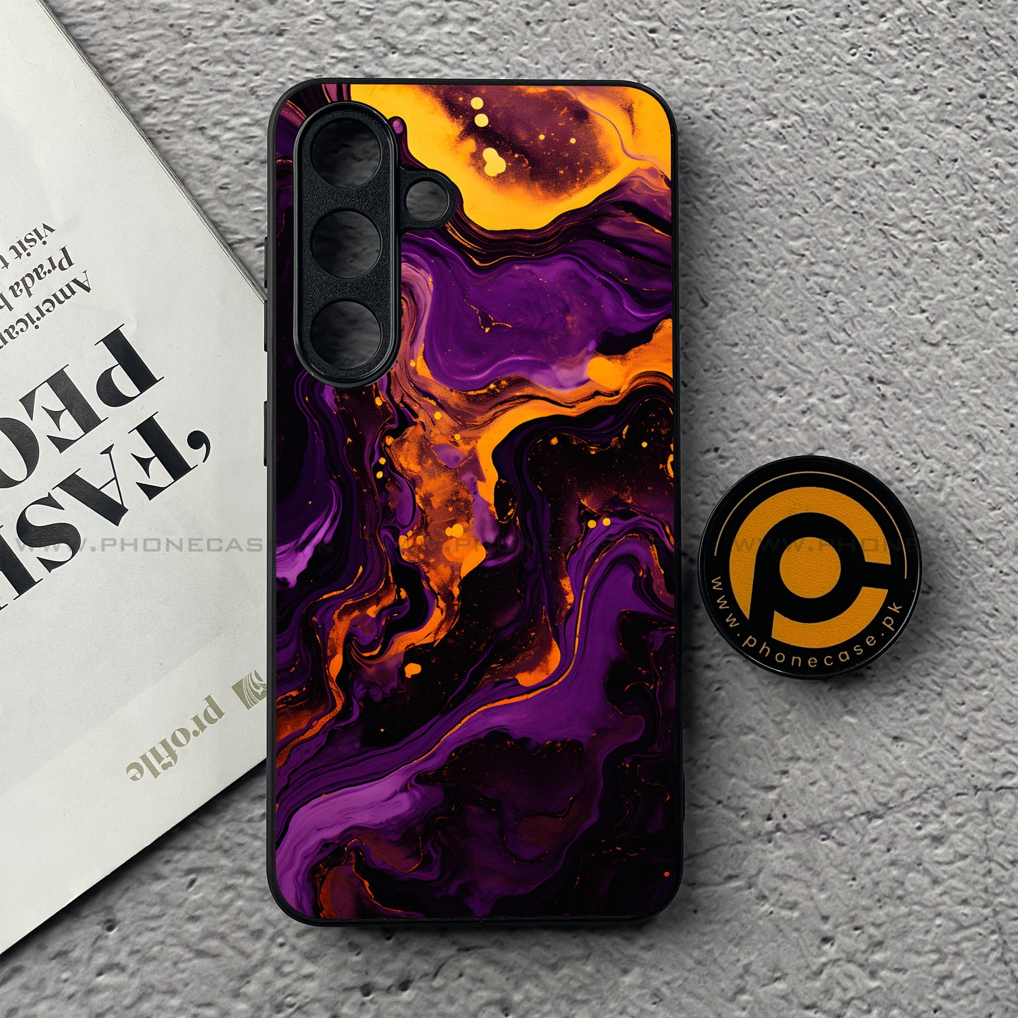 Samsung Galaxy S25 FE - Liquid Marble 2.0 Series - Premium Metal Printed soft Bumper shock Proof Case
