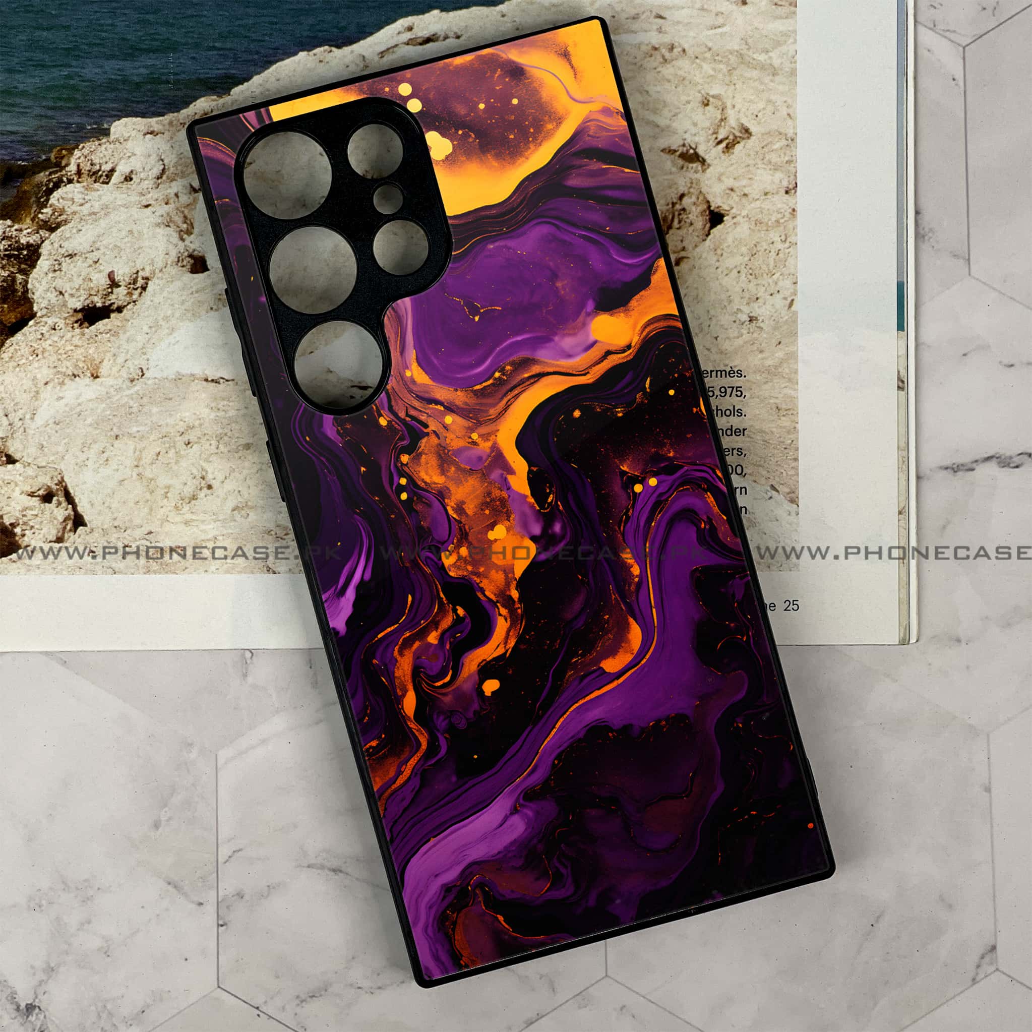 Samsung Galaxy S24 Ultra - Liquid Marble 2.0 Series - Premium Metal Printed soft Bumper shock Proof Case