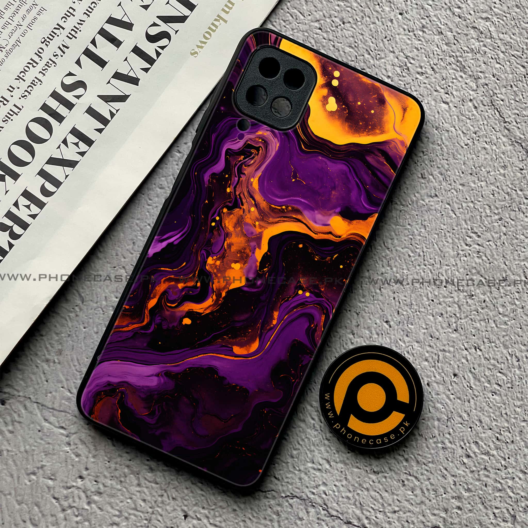 Samsung Galaxy A12 / A12 Nacho - Liquid Marble 2.0 Series - Premium Printed Glass soft Bumper shock Proof Case