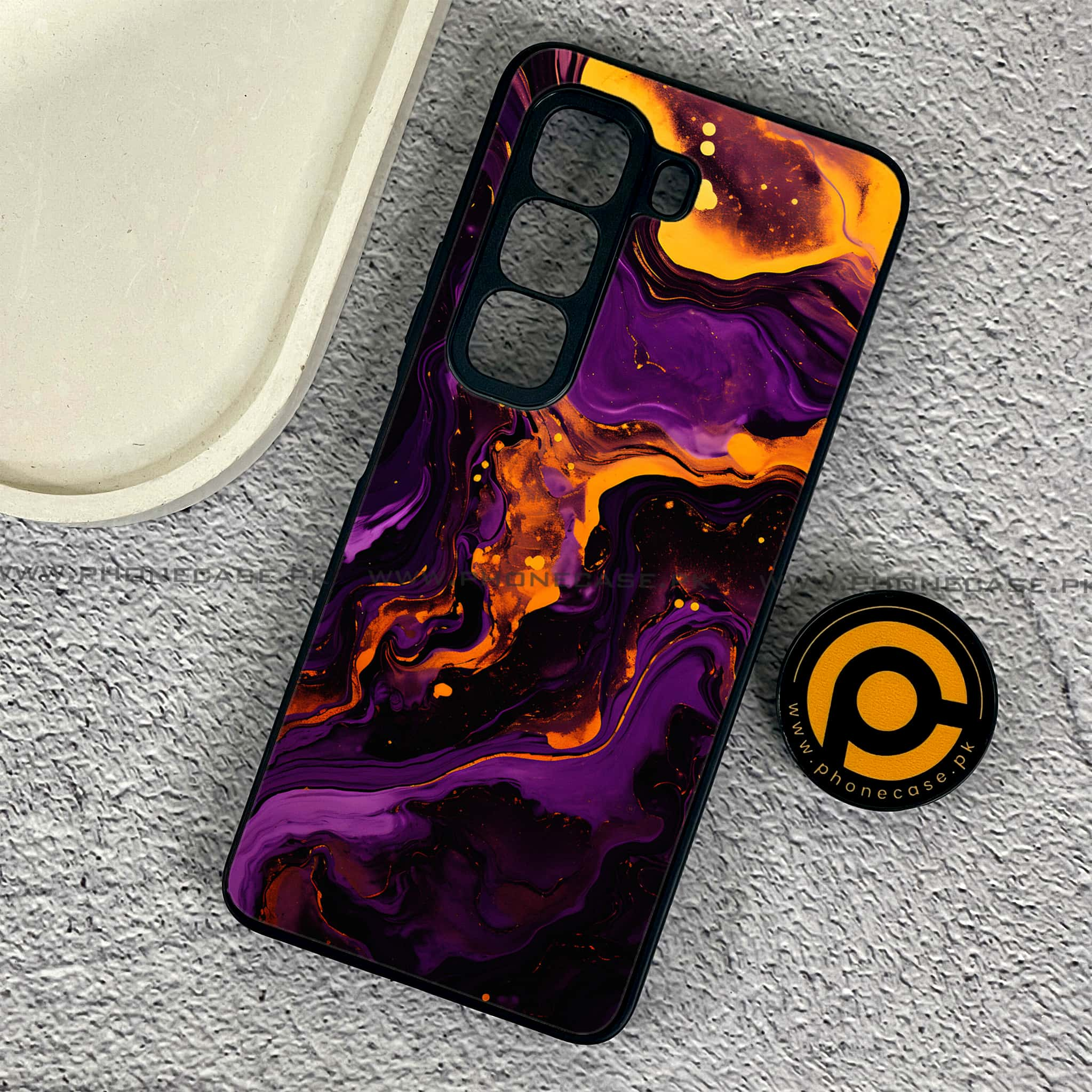 Infinix Hot 50 Pro - Liquid Marble 2.0 Series - Premium Printed Glass soft Bumper shock Proof Case