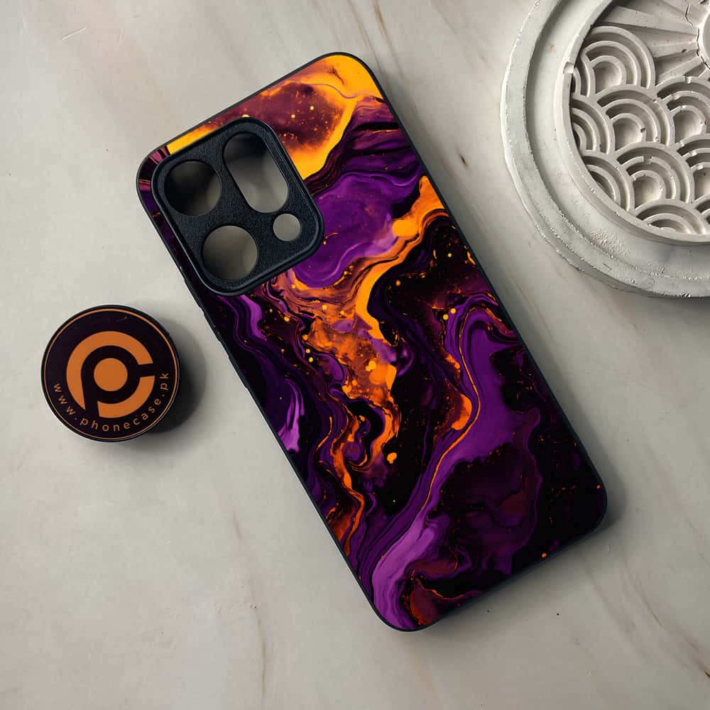 Oppo Reno 14 5G - Liquid Marble 2.0 Series - Premium Metal Printed soft Bumper shock Proof Case