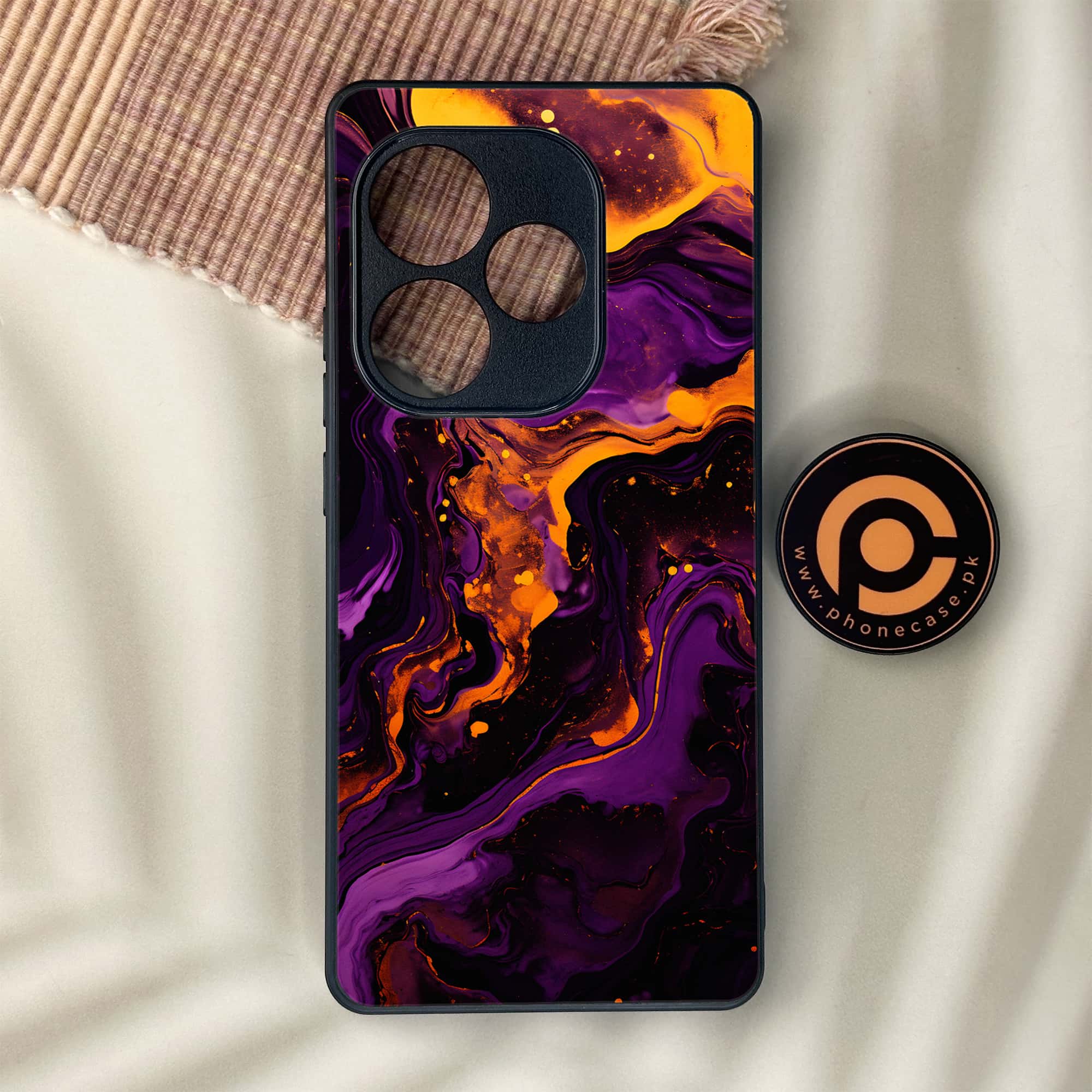 Realme GT 6 - Liquid Marble 2.0 Series - Premium Metal Printed soft Bumper shock Proof Case