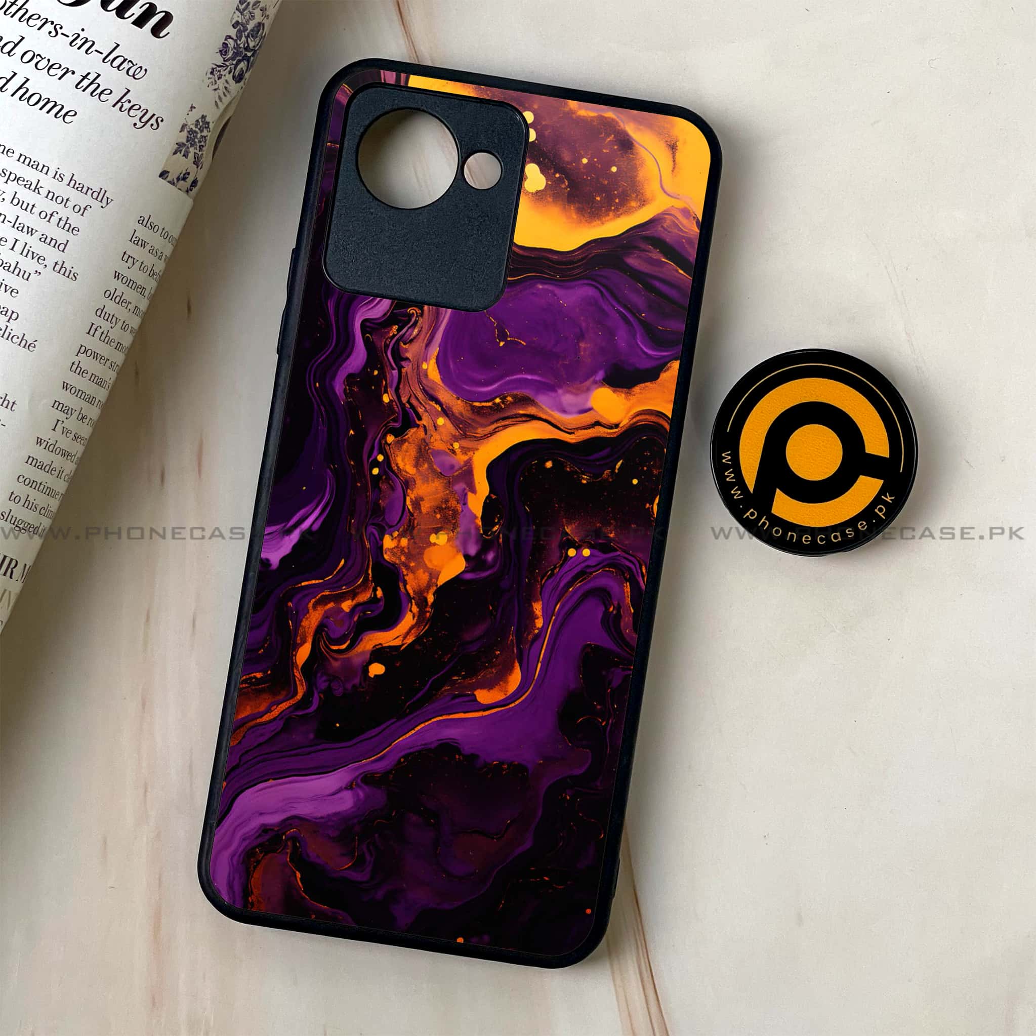 Realme C30 - Liquid Marble 2.0 Series - Premium Printed Glass soft Bumper shock Proof Case