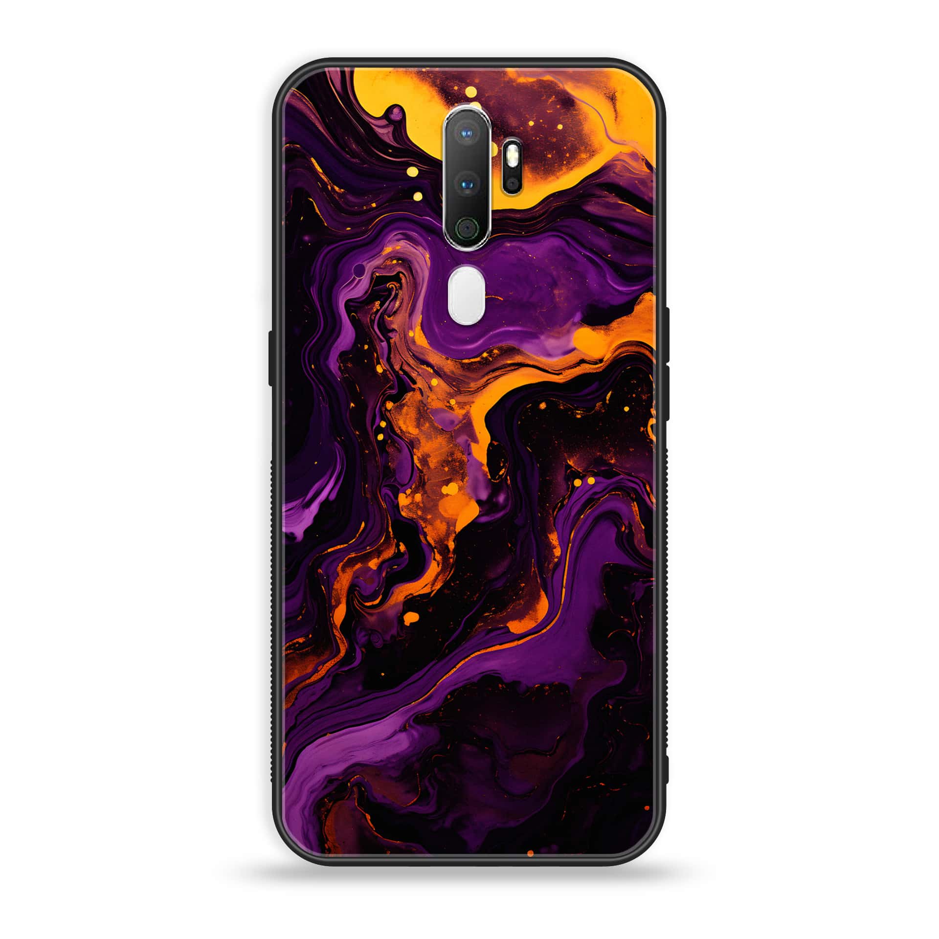 Oppo A5 2020 - Liquid Marble 2.0 Series - Premium Printed Glass soft Bumper shock Proof Case