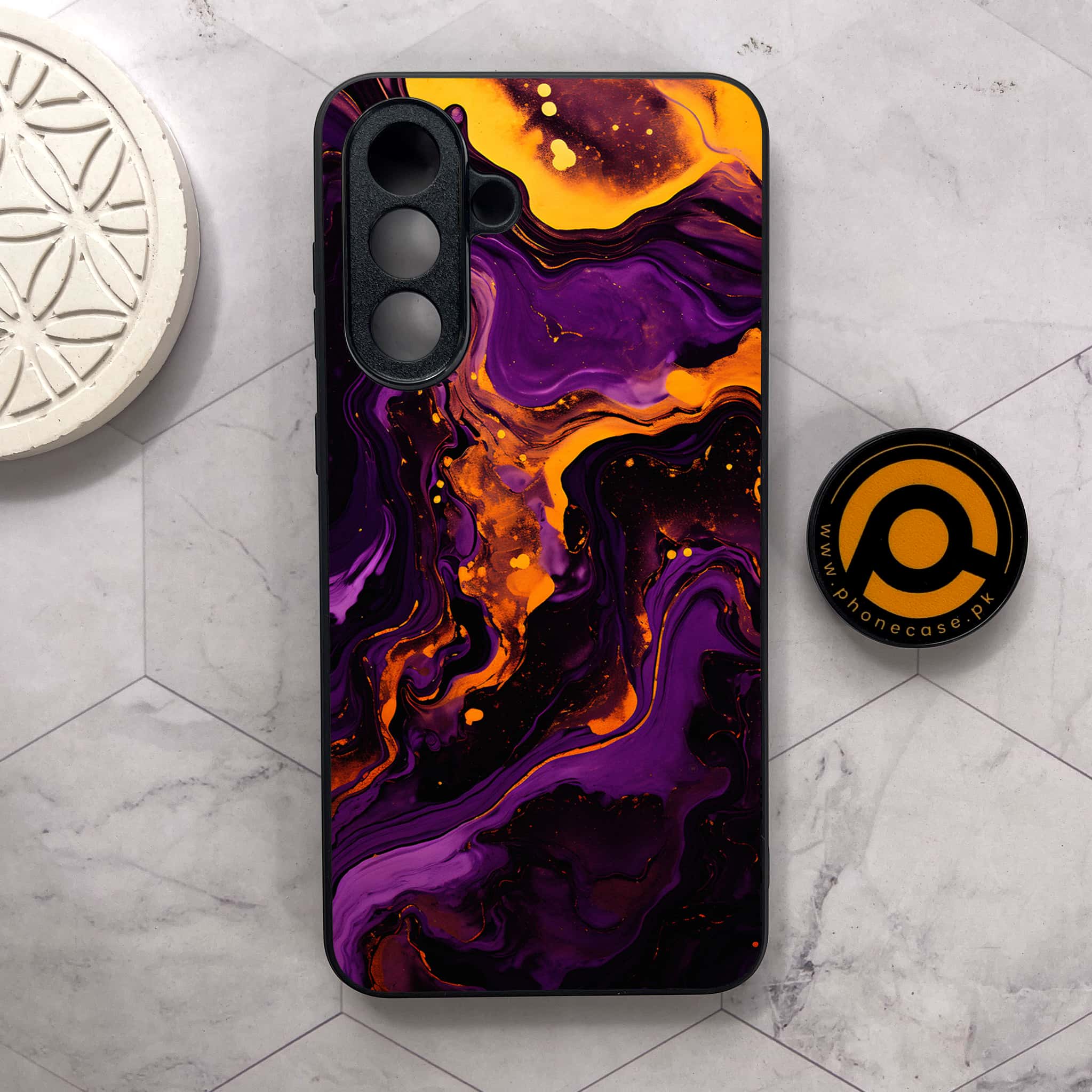 Samsung Galaxy A56 5G - Liquid Marble 2.0 Series - Premium Metal Printed soft Bumper shock Proof Case