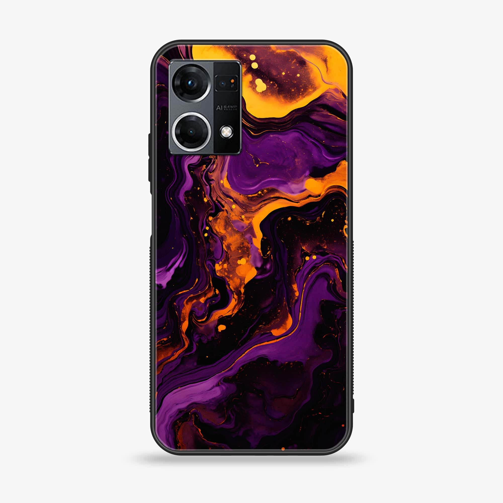 Oppo Reno 7 - Liquid Marble 2.0 Series - Premium Printed Glass soft Bumper shock Proof Case