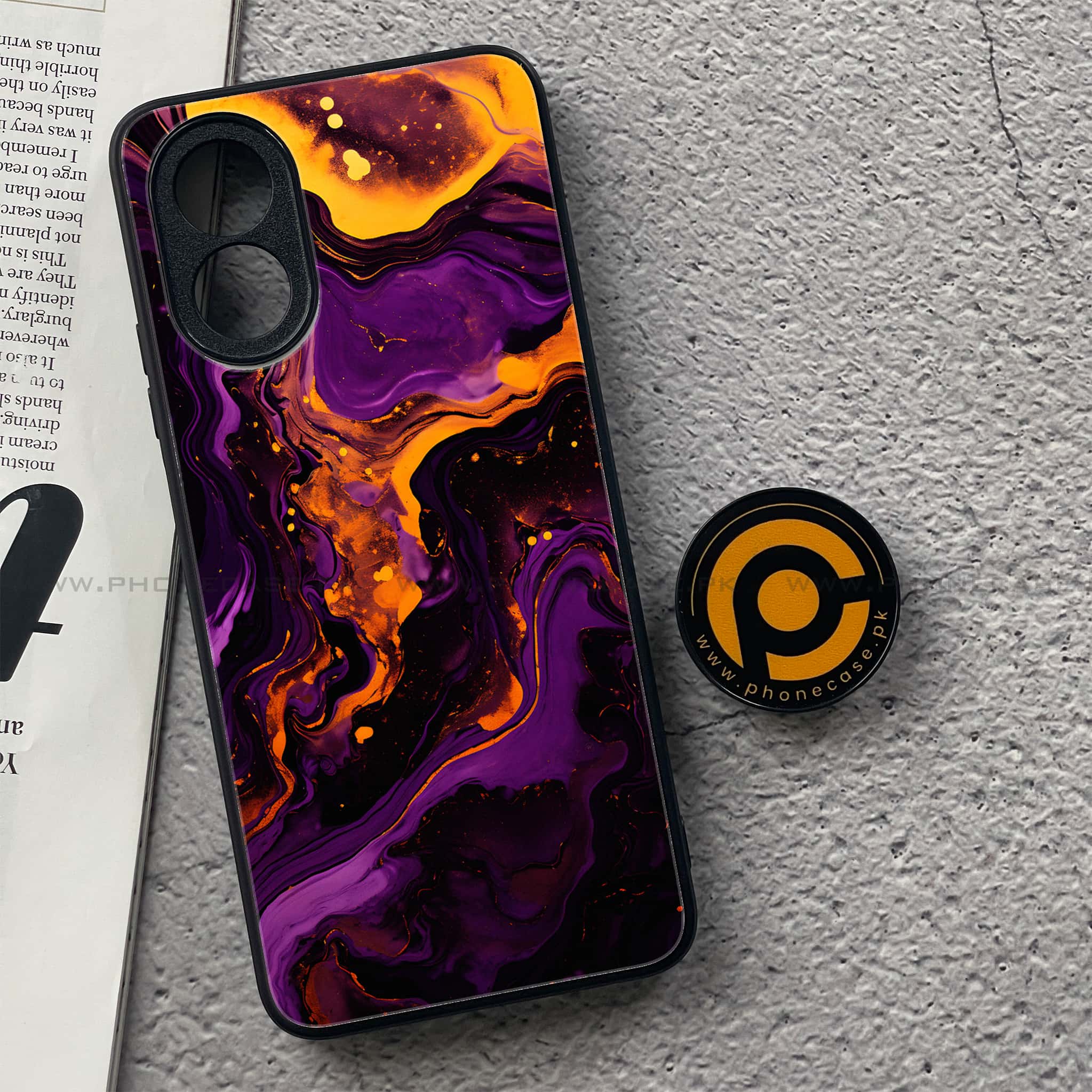 Oppo A18 4G - Liquid Marble 2.0 Series - Premium Printed Glass soft Bumper shock Proof Case