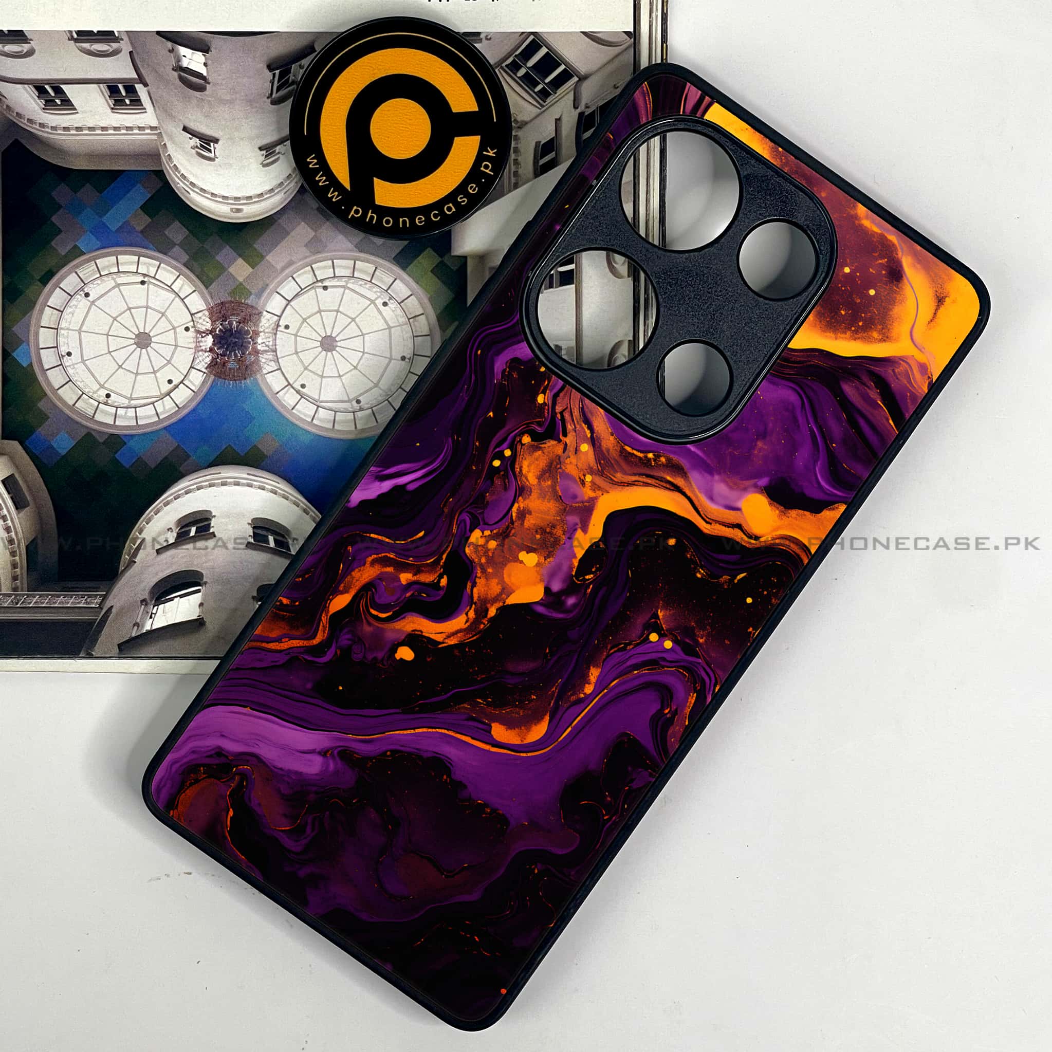 Redmi Note 13 Pro 4G - Liquid Marble 2.0 Series - Premium Metal Printed soft Bumper shock Proof Case