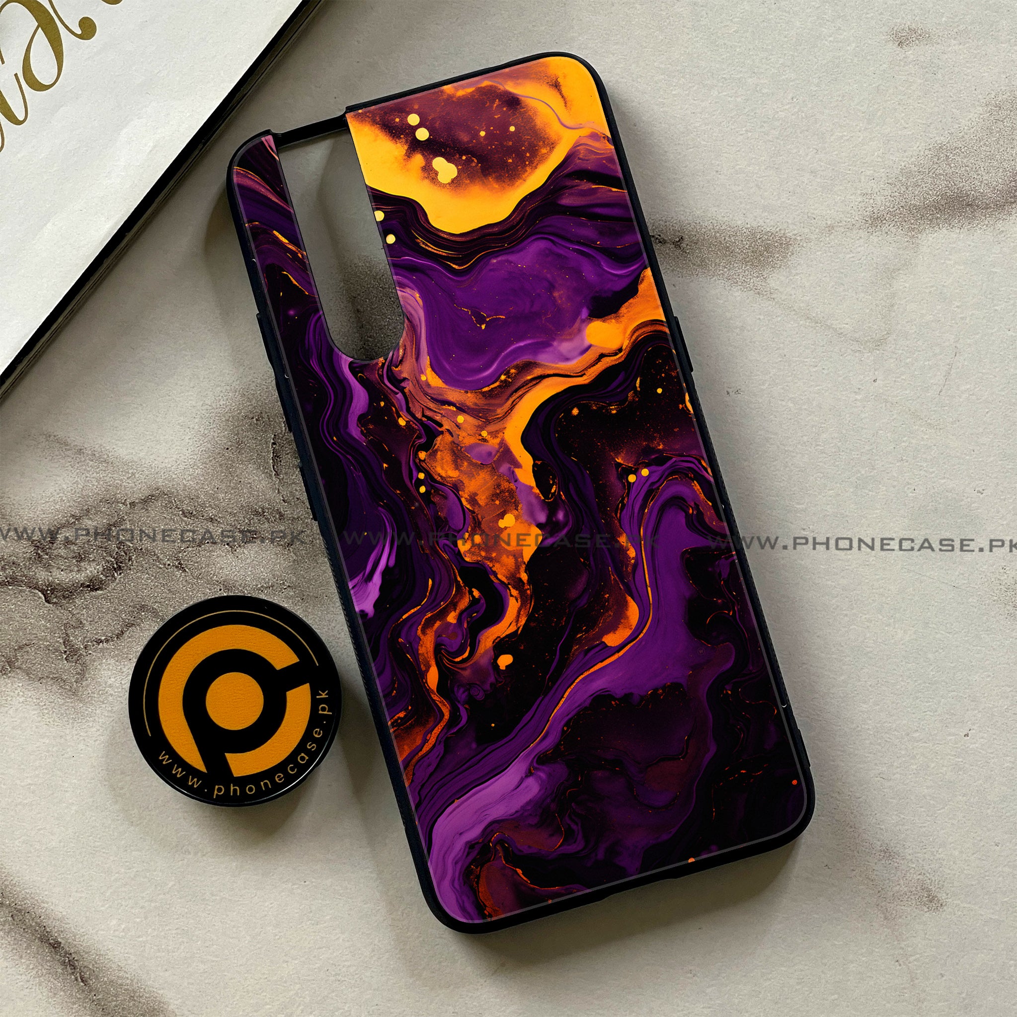 Vivo V15 Pro - Liquid Marble 2.0 Series - Premium Printed Glass soft Bumper shock Proof Case