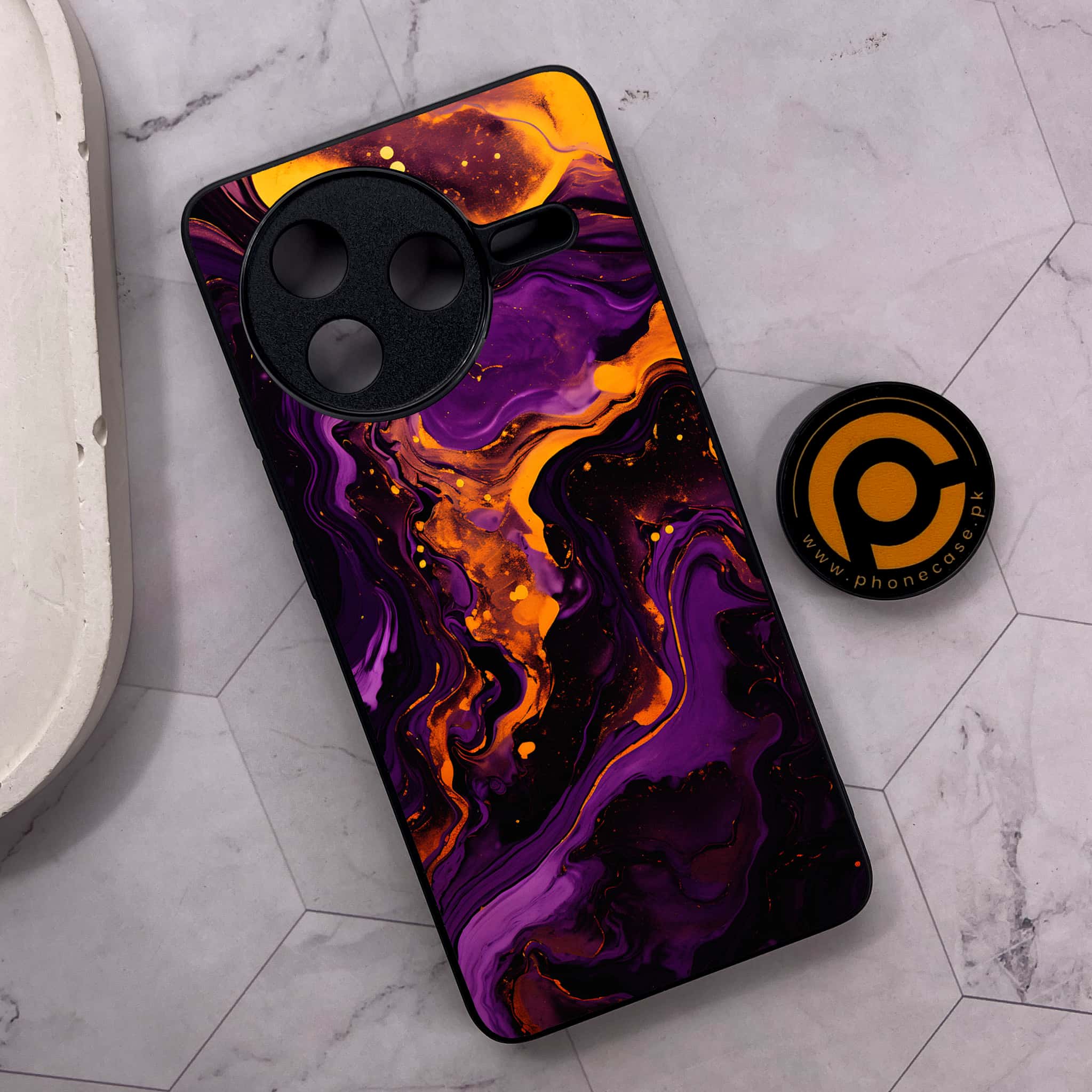 Xiaomi Poco F7 Pro 5G - Liquid Marble 2.0 Series - Premium Metal Printed soft Bumper shock Proof Case