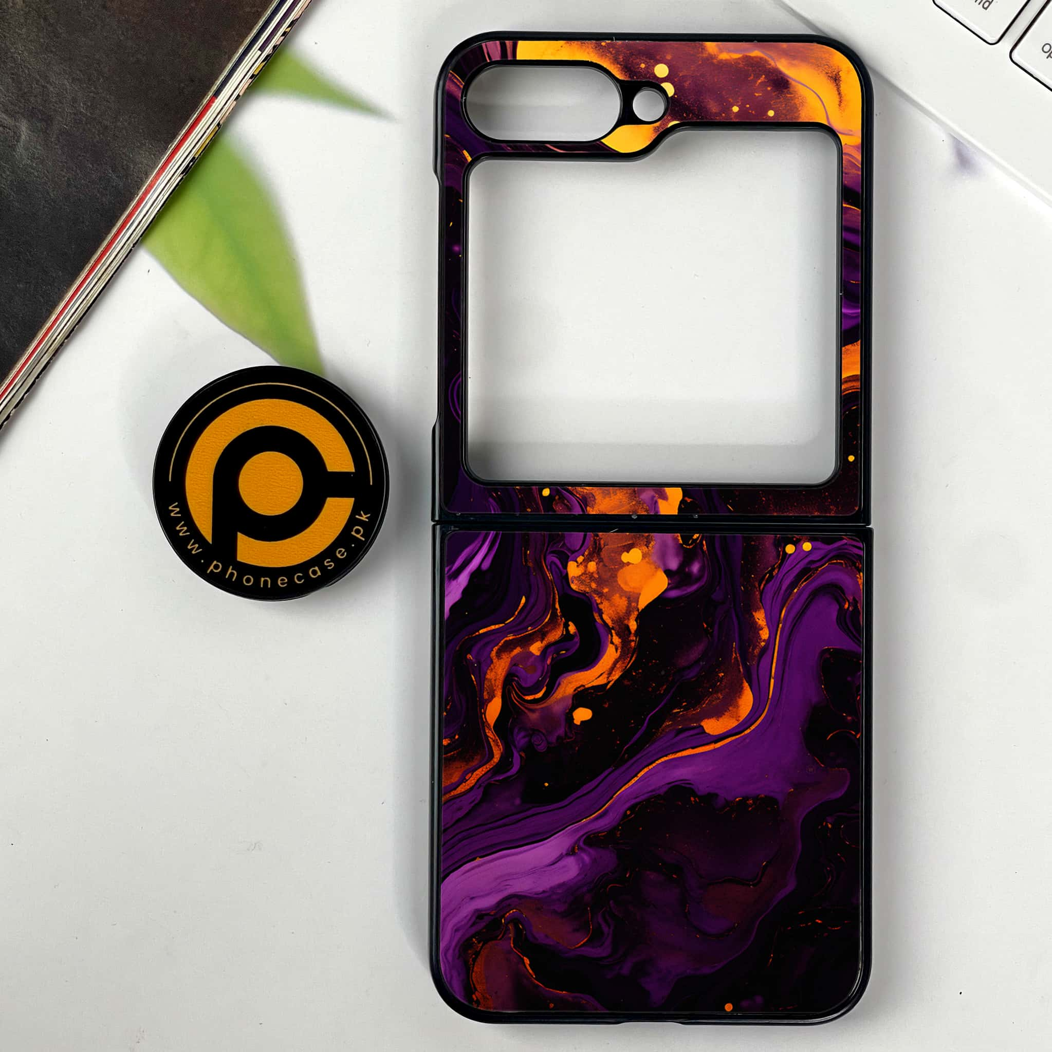 Galaxy Z Flip 6 - Liquid Marble 2.0 Series - Premium Printed Glass soft Bumper shock Proof Case