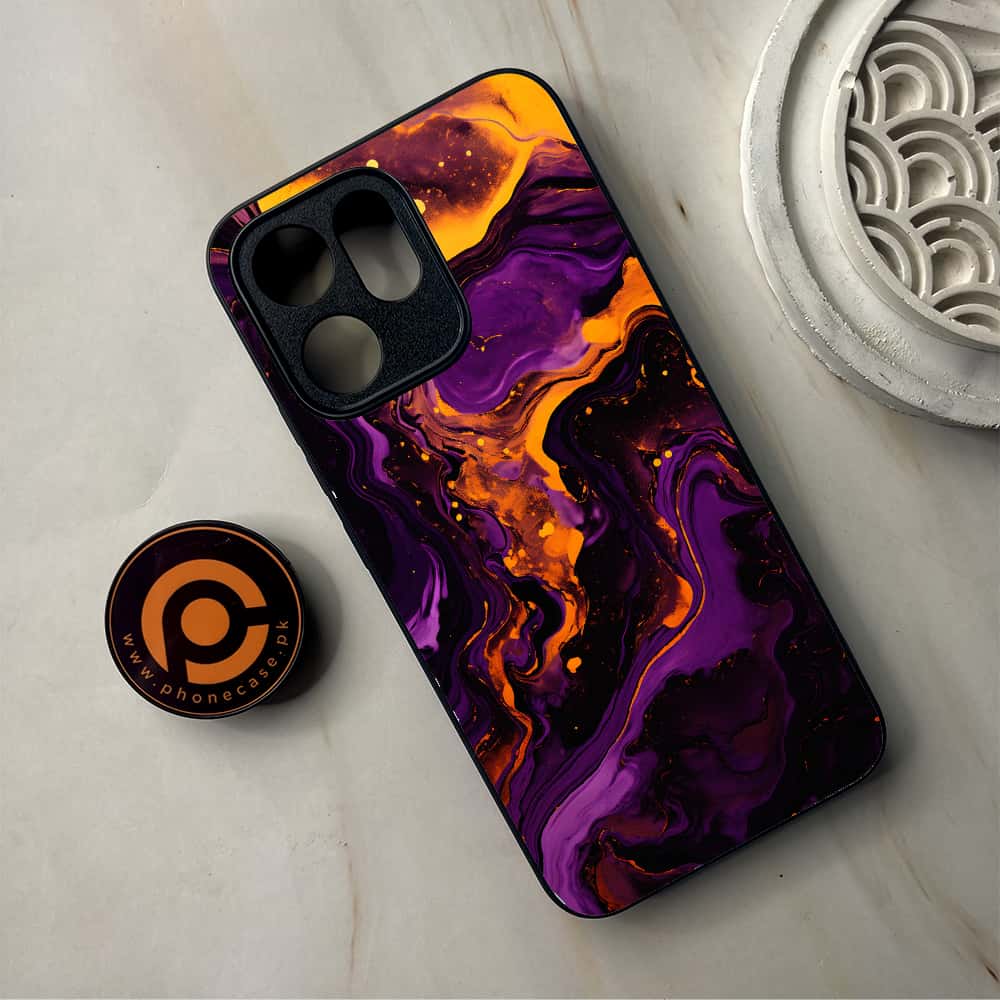Oppo Reno 14F - Liquid Marble 2.0 Series - Premium Metal Printed Soft Bumper Shockproof Case
