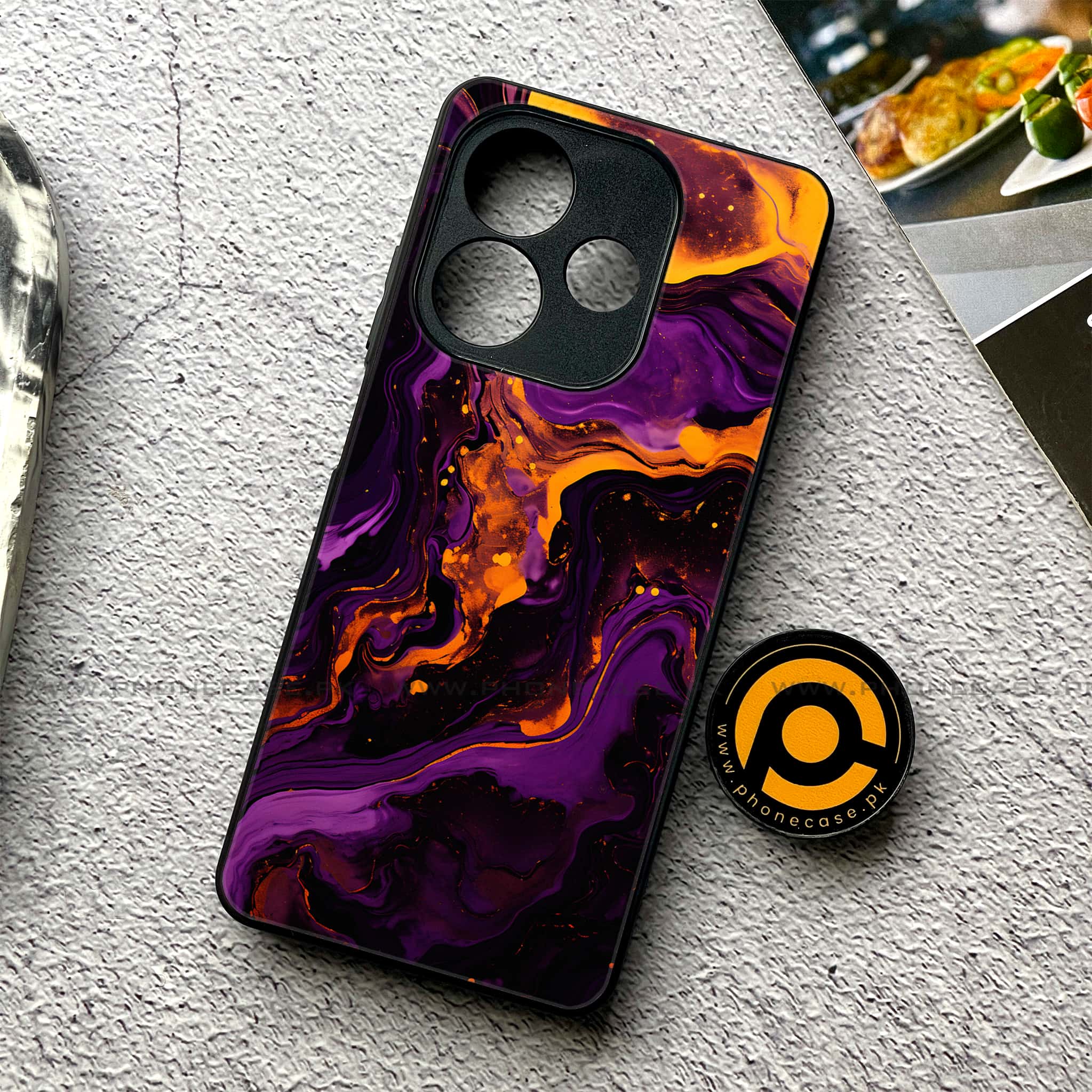 Oppo A5 Pro - Liquid Marble 2.0 Series - Premium Metal Printed soft Bumper shock Proof Case