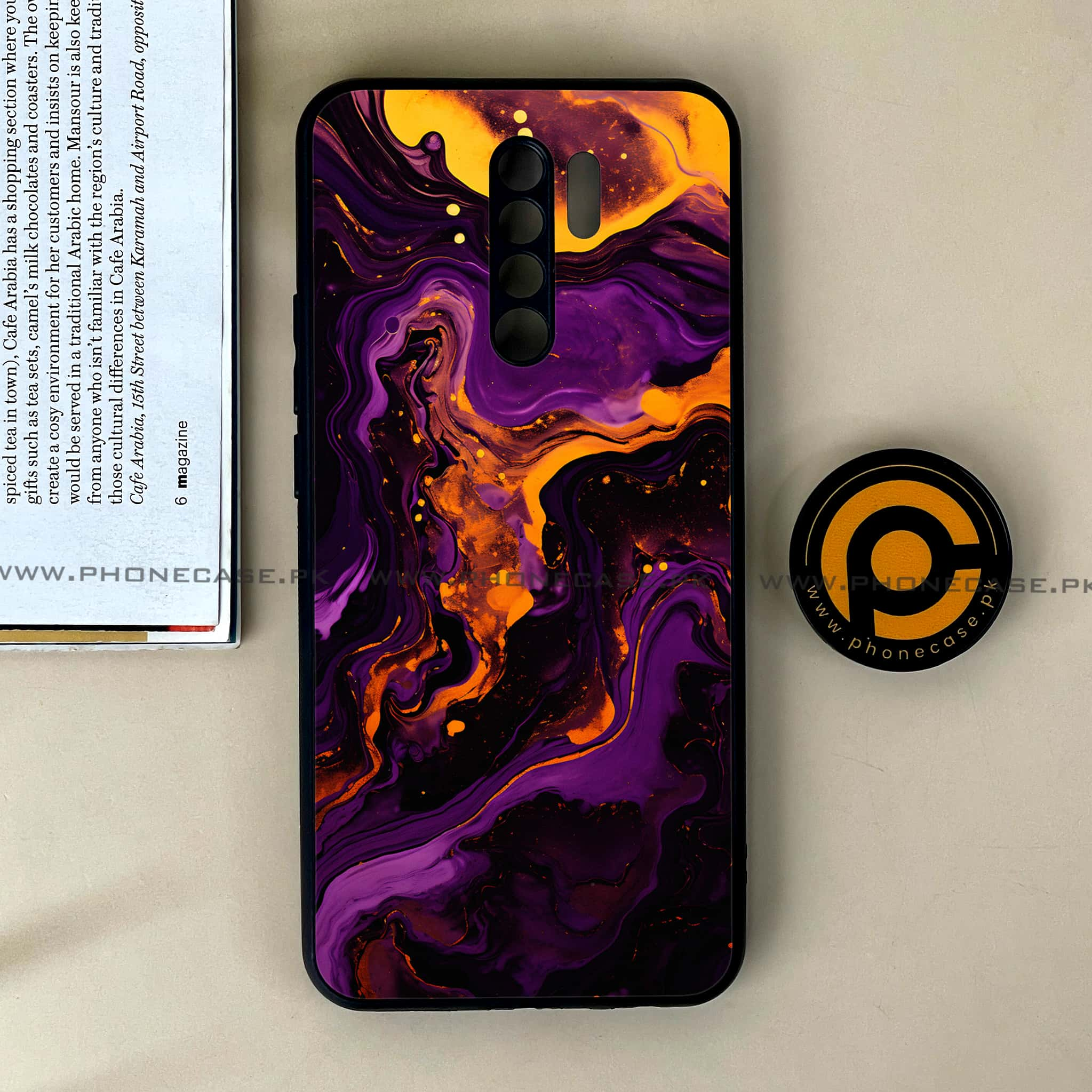 Xiaomi Redmi 9 - Liquid Marble 2.0 Series - Premium Printed Glass soft Bumper shock Proof Case