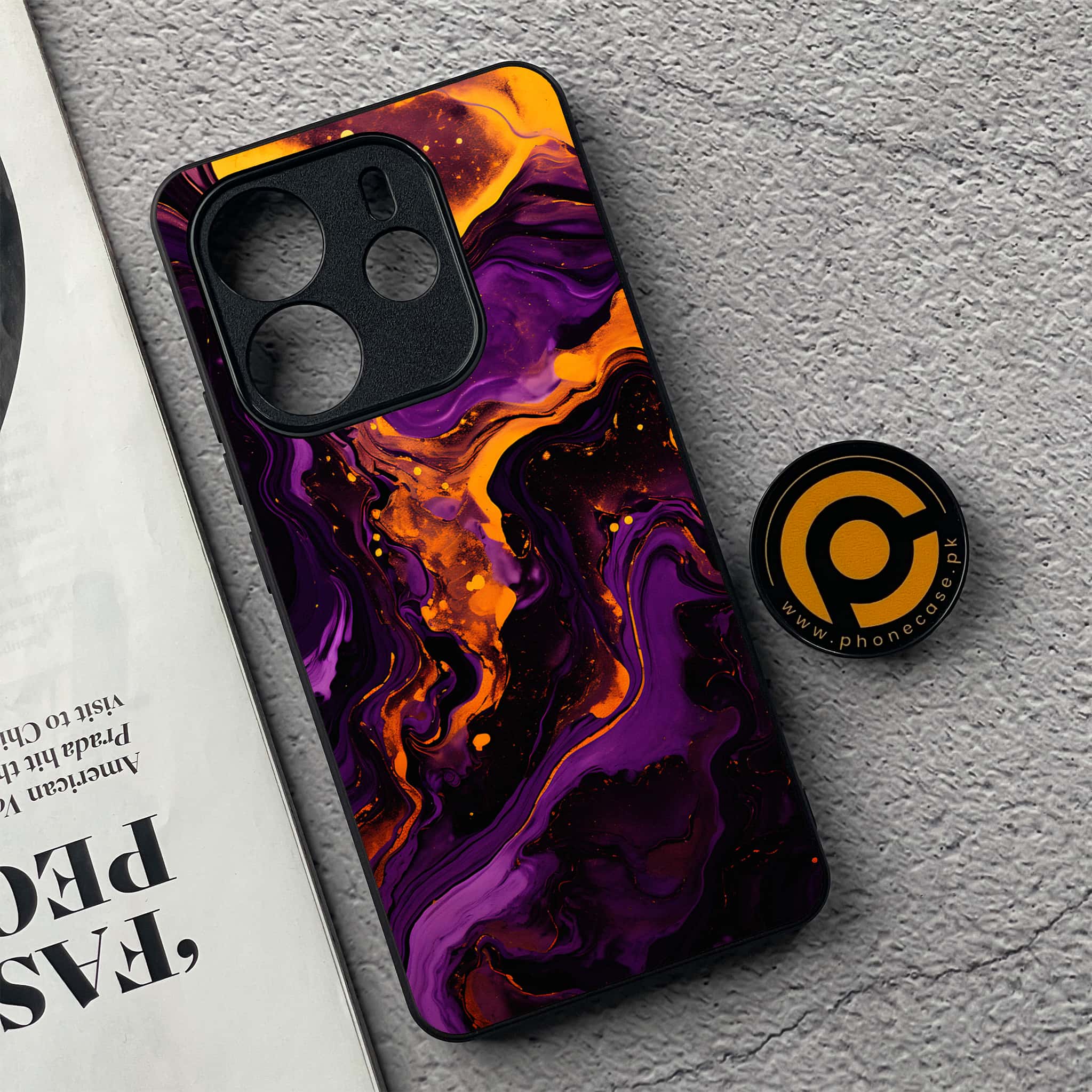 Xiaomi Redmi Note 14 - Liquid Marble 2.0 Series - Premium Printed Glass soft Bumper shock Proof Case
