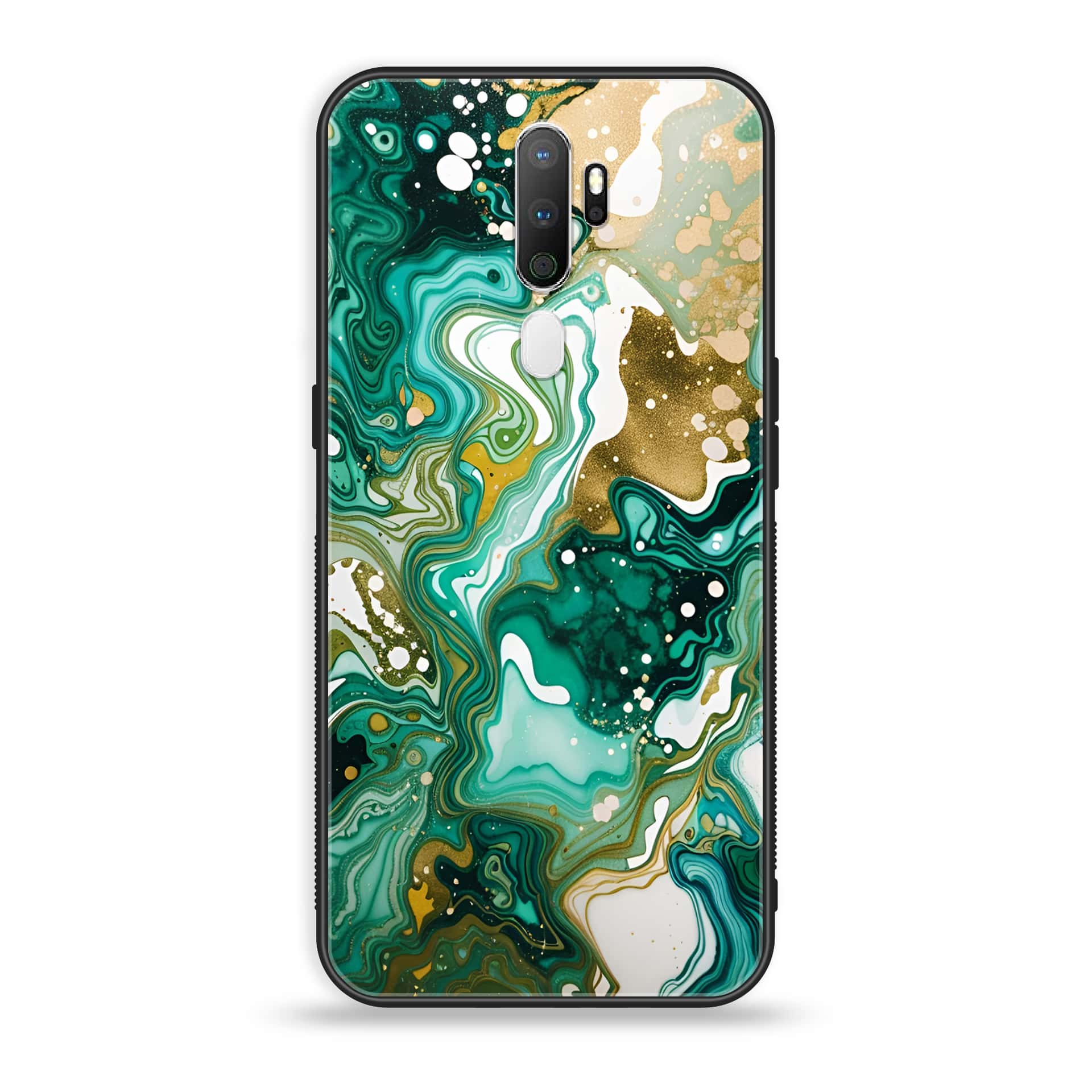 Oppo A5 2020 - Liquid Marble 2.0 Series - Premium Printed Glass soft Bumper shock Proof Case