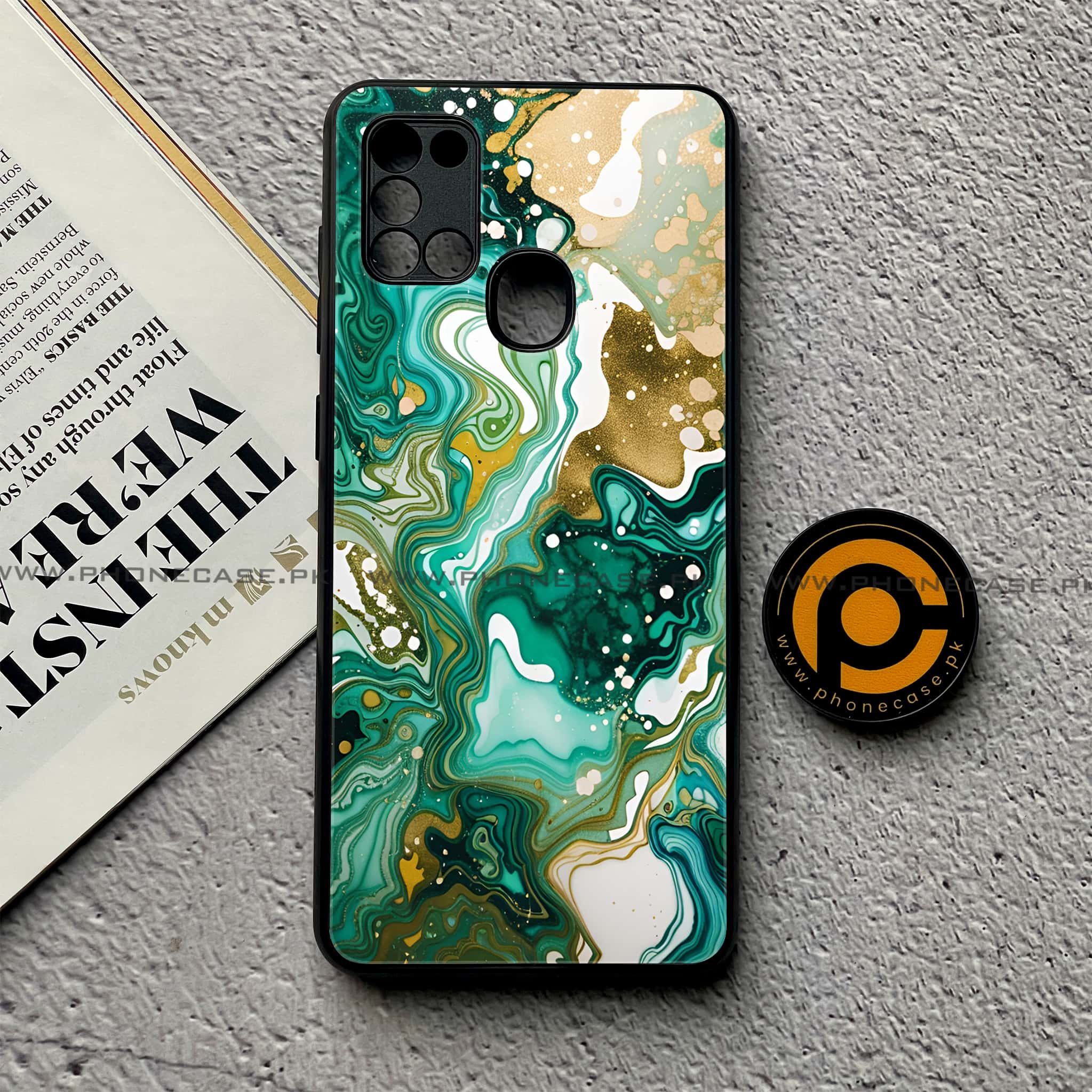 Samsung Galaxy A21s - Liquid Marble 2.0 Series - Premium Printed Glass soft Bumper shock Proof Case