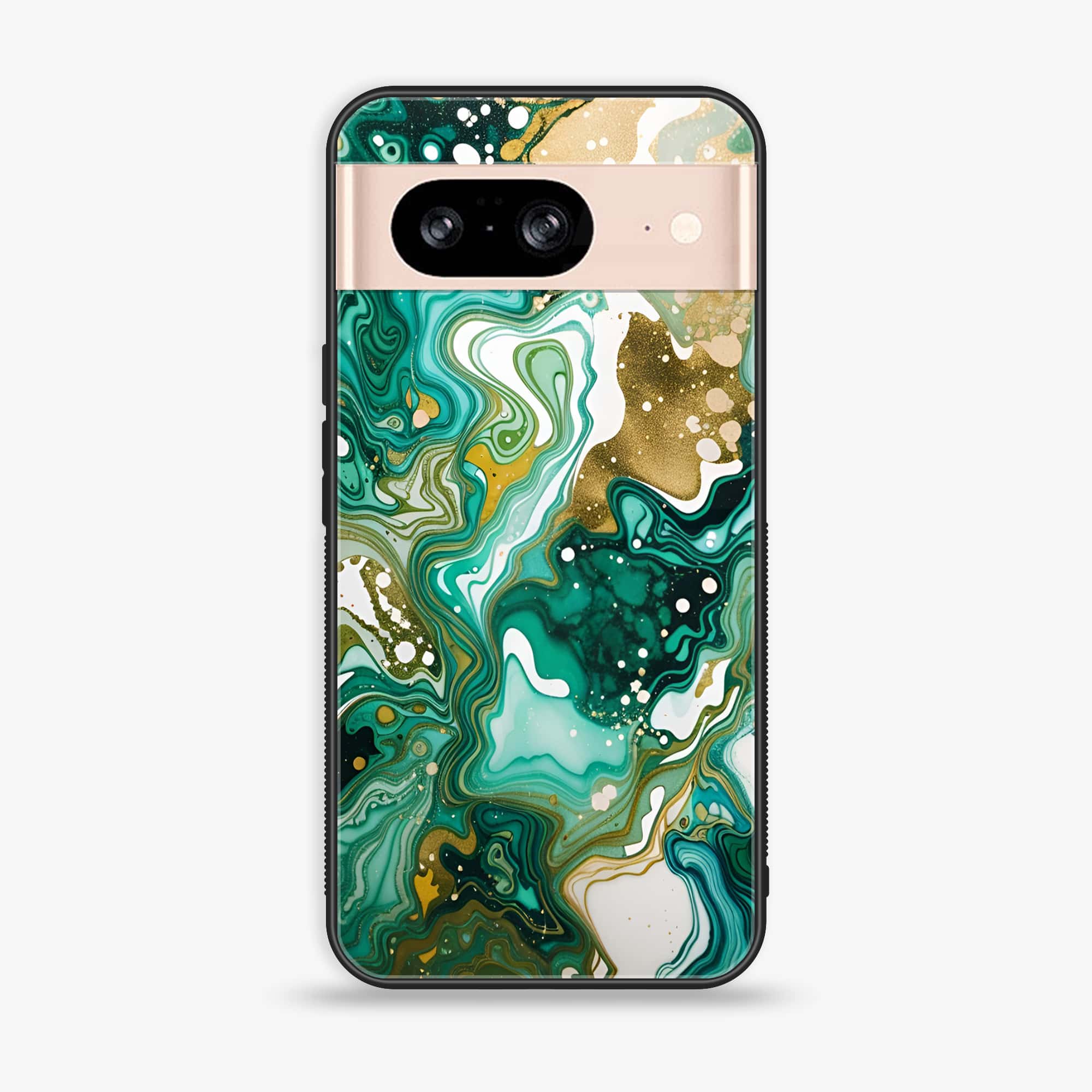 Google Pixel 8 - Liquid Marble 2.0 Series - Premium Metal Printed soft Bumper Shock Proof Case