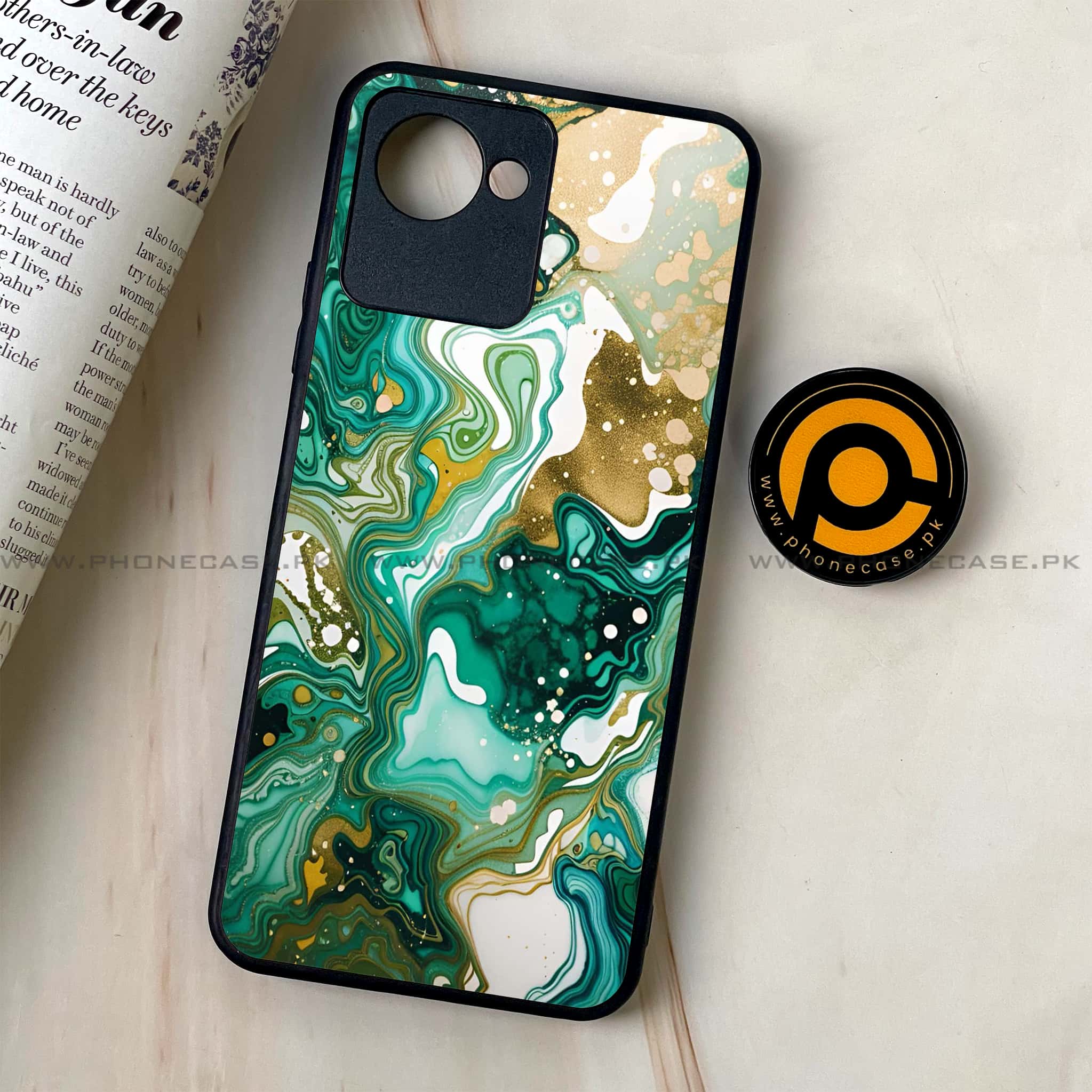 Realme C30 - Liquid Marble 2.0 Series - Premium Printed Glass soft Bumper shock Proof Case