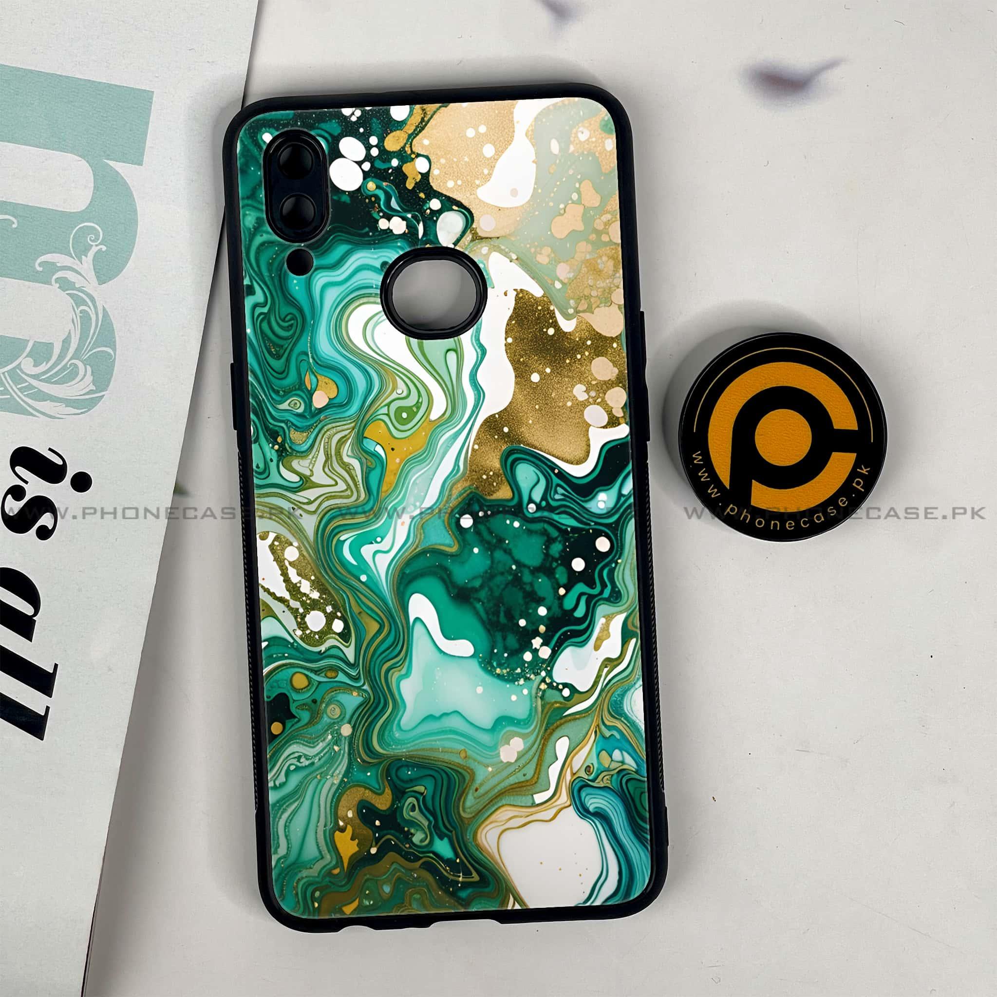 Galaxy A10s - Liquid Marble 2.0 Series - Premium Printed Glass soft Bumper shock Proof Case