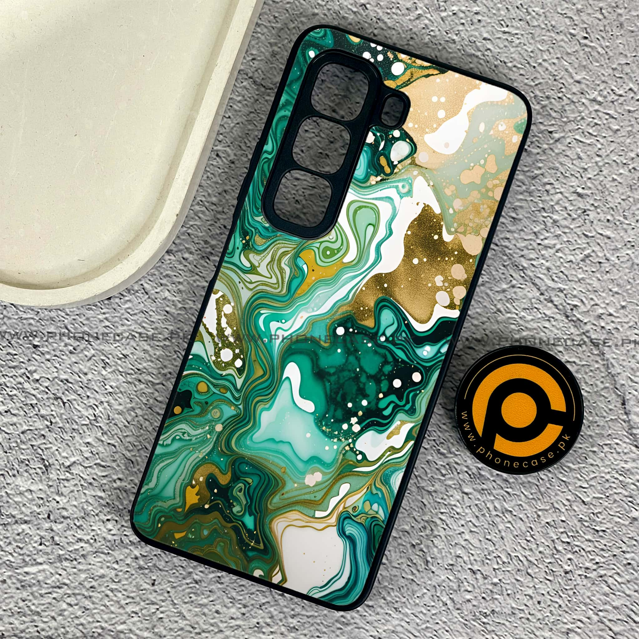 Infinix Hot 50 Pro - Liquid Marble 2.0 Series - Premium Printed Glass soft Bumper shock Proof Case