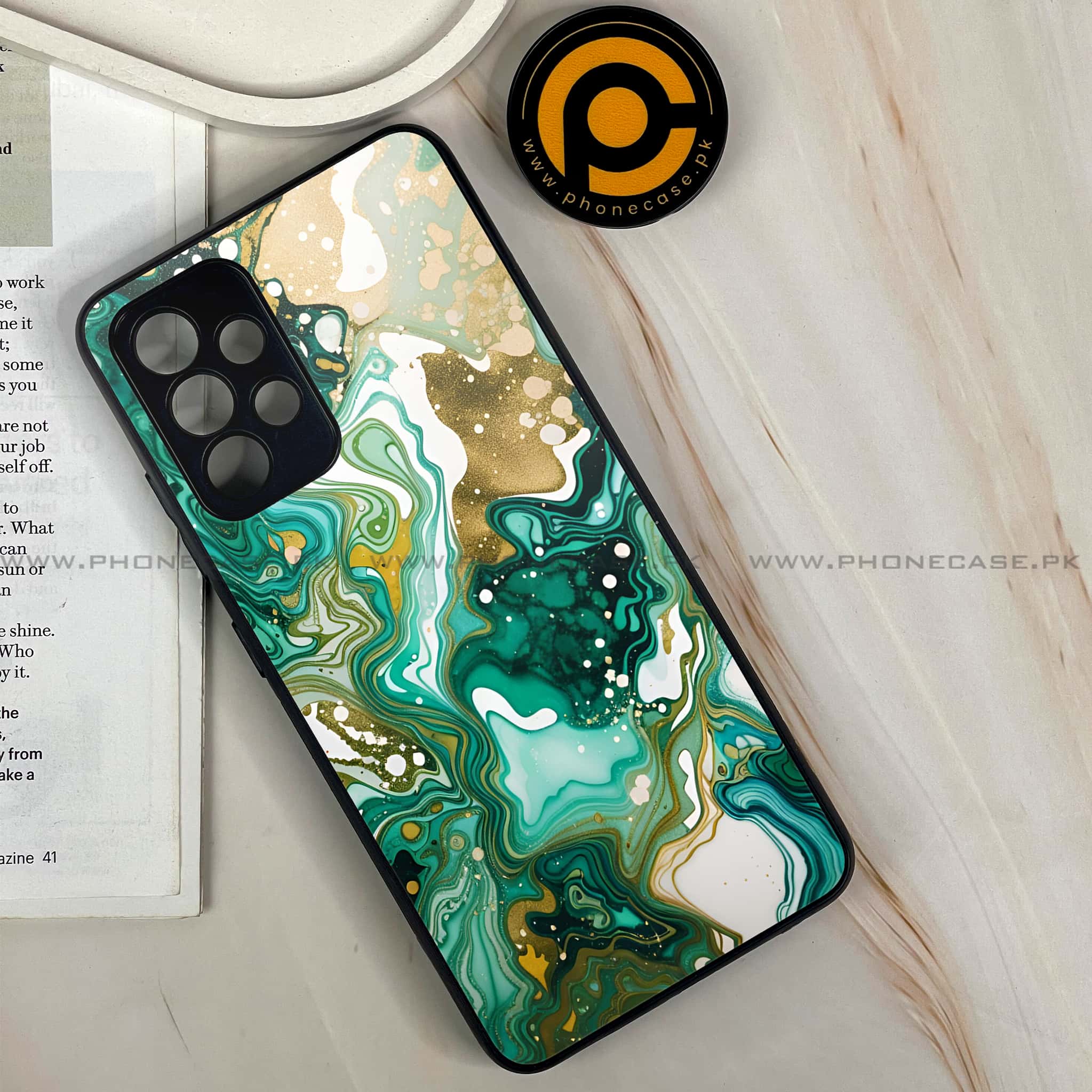 Galaxy A32 - Liquid Marble 2.0 Series - Premium Printed Glass soft Bumper shock Proof Case