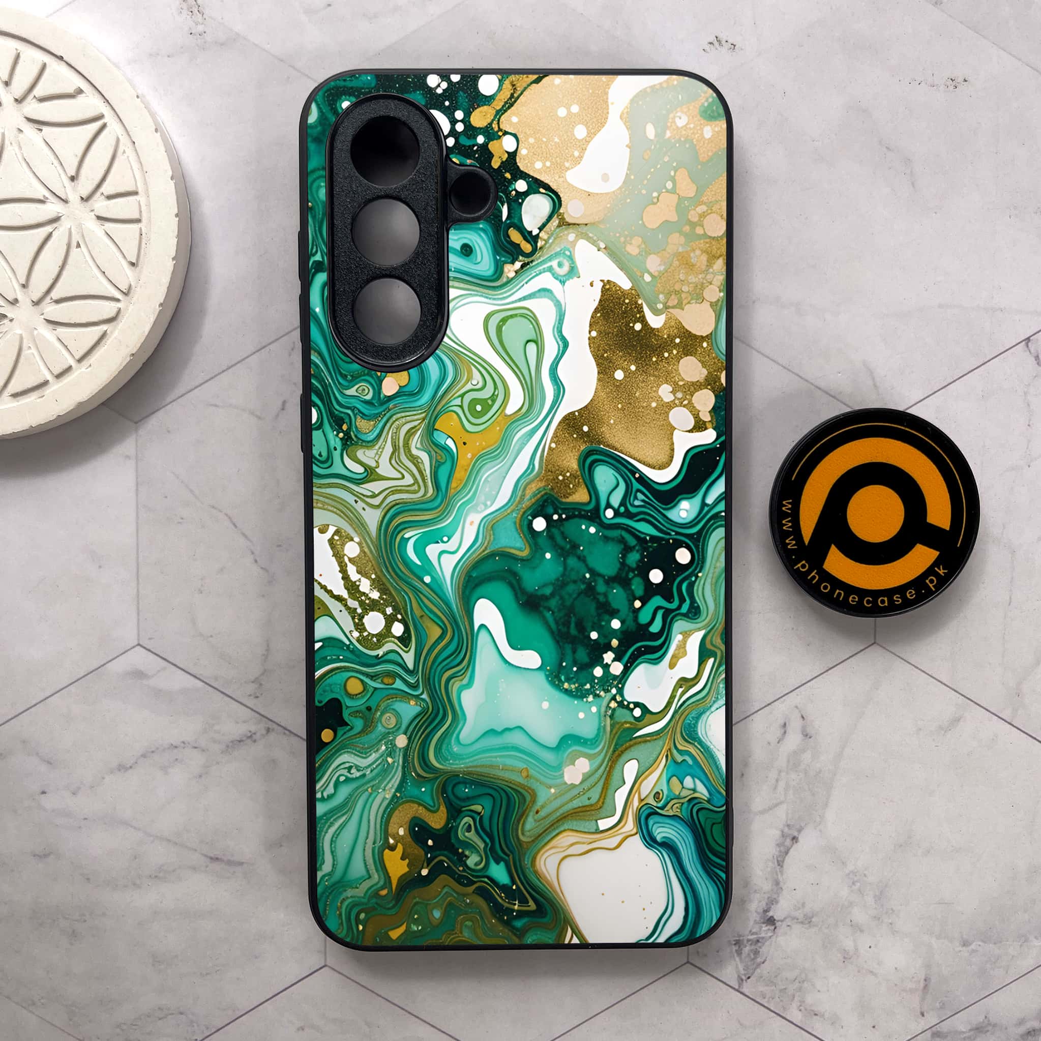 Samsung Galaxy A56 5G - Liquid Marble 2.0 Series - Premium Metal Printed soft Bumper shock Proof Case